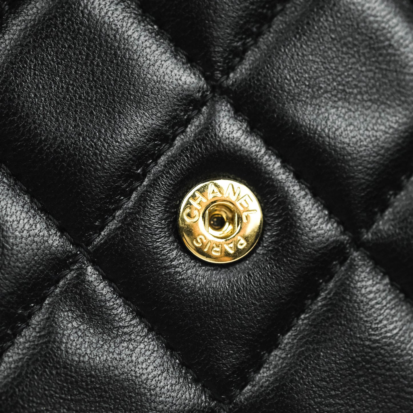 Chanel Flap Coin Purse With Chain Black Lambskin Aged Gold Hardware
