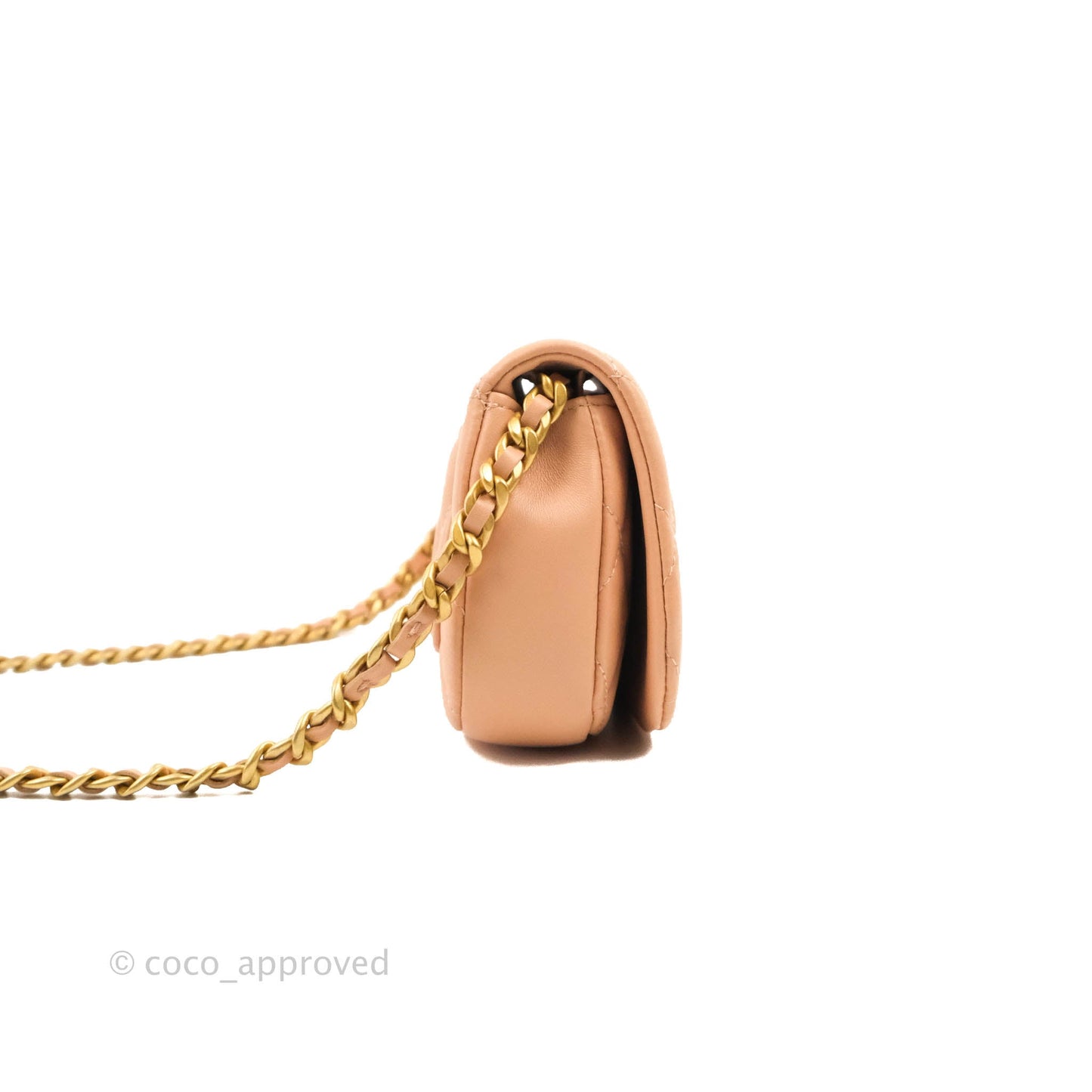 Chanel Clutch with Chain Beige Pink Calfskin Aged Gold Hardware