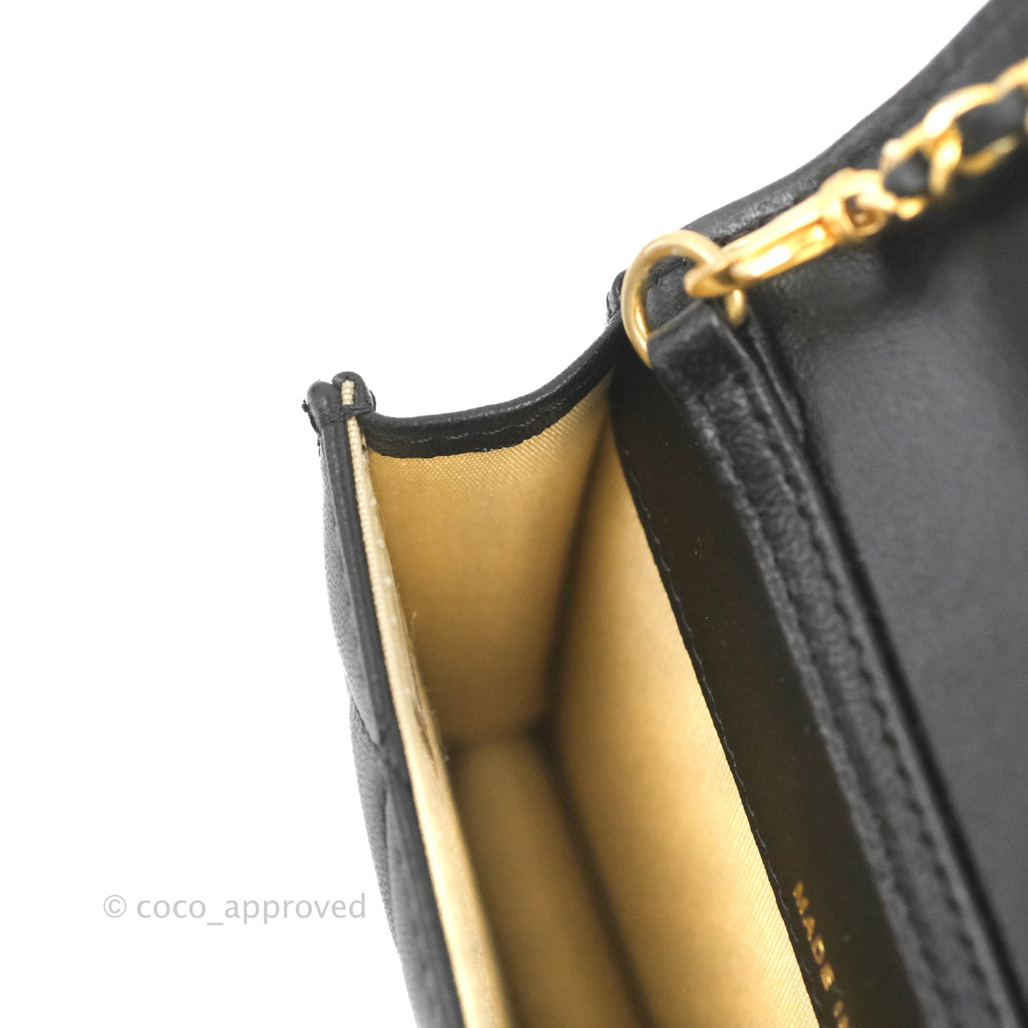 Chanel Pearl Crush Card Holder Black Lambskin Aged Gold Hardware