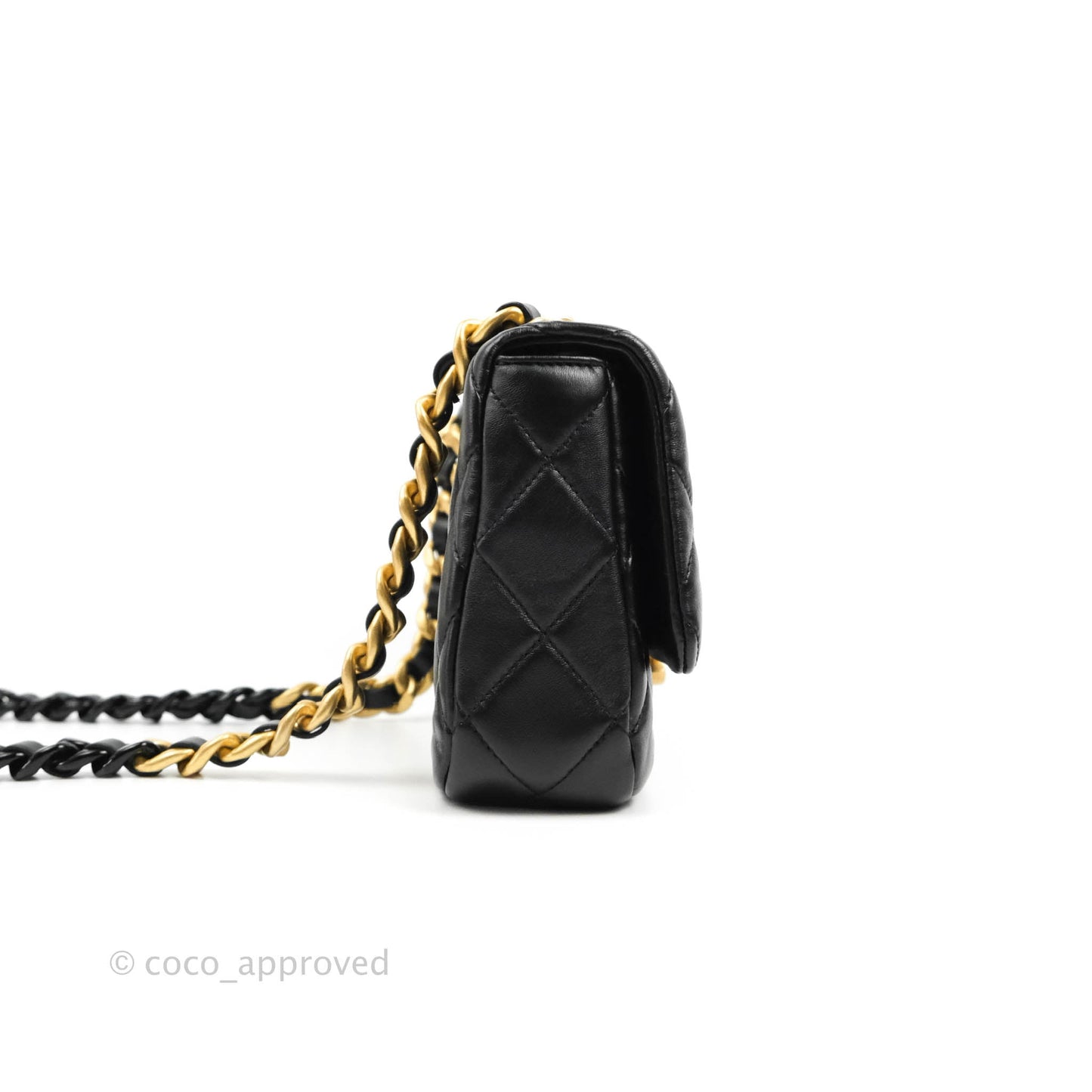 Chanel Small Flap Bag Black Lambskin Gold and Lacquered Metal 22S