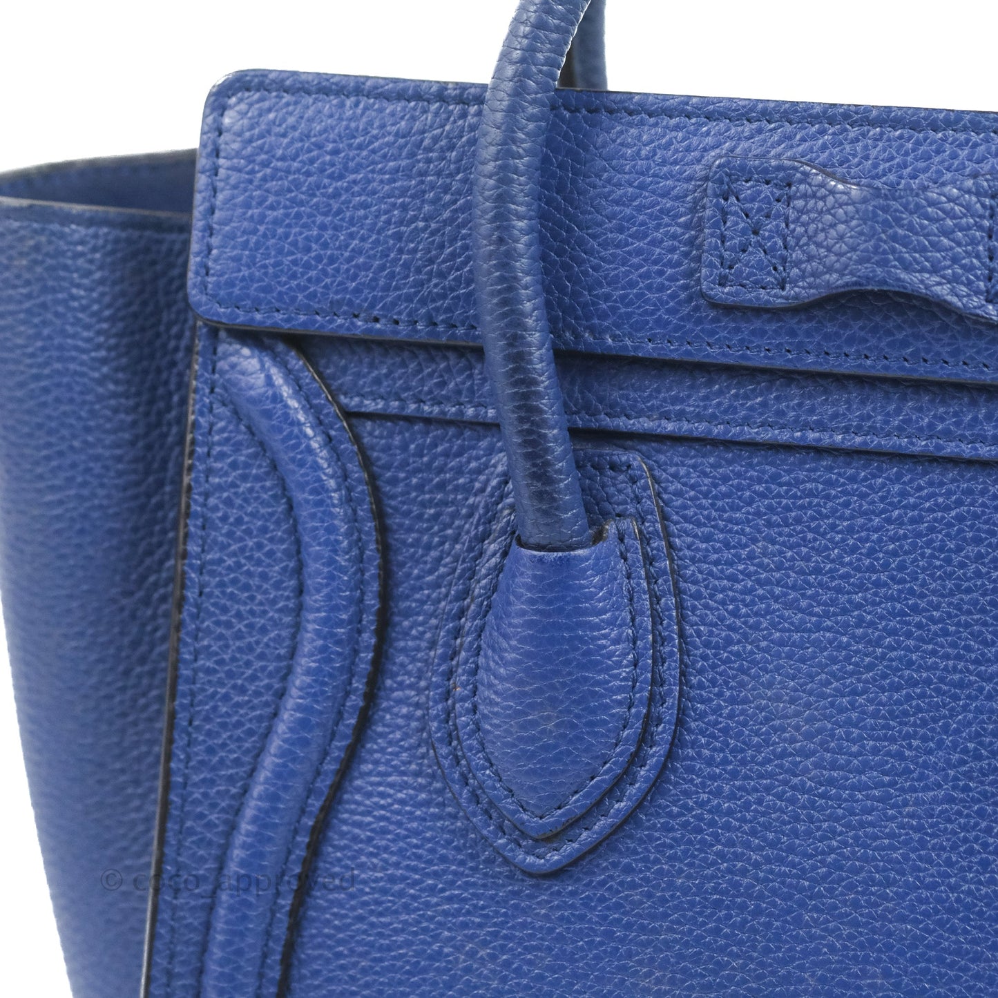 Celine Nano Luggage Dark Blue Drummed Calfskin Gold Hardware