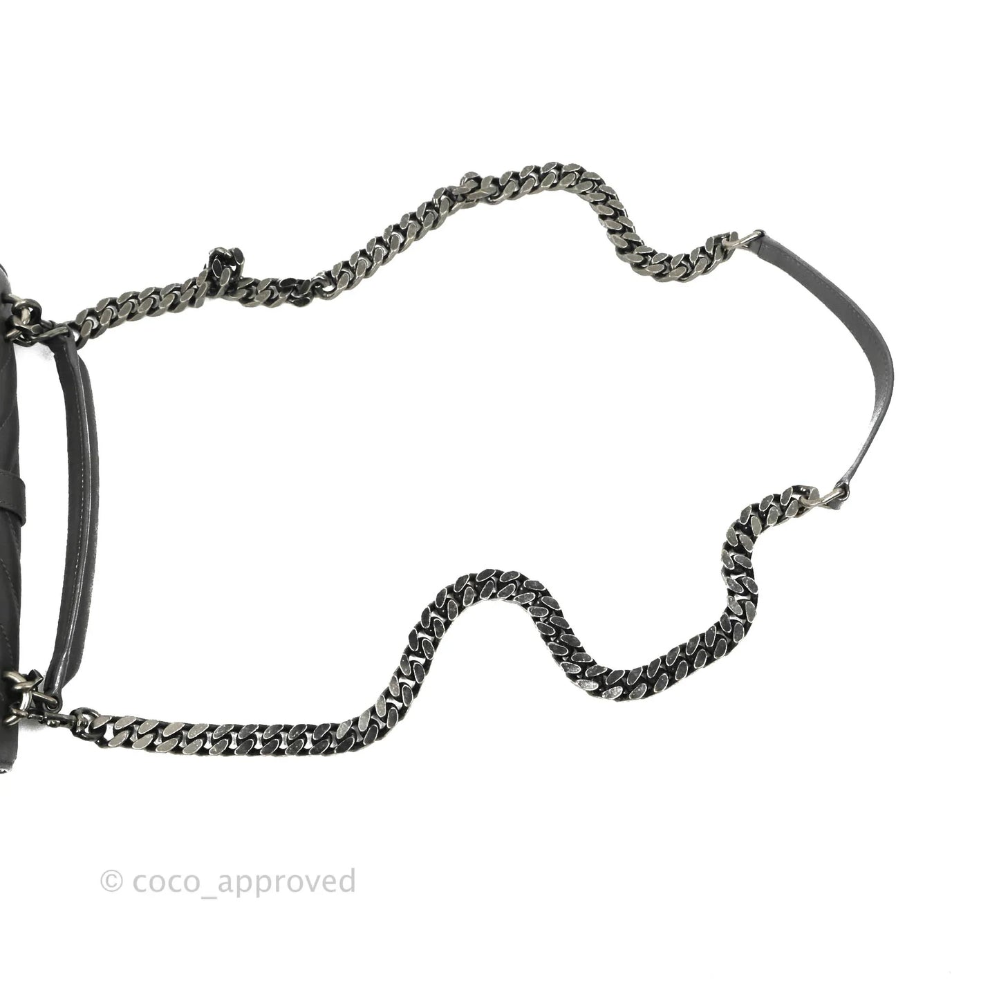 Saint Laurent Chevron Medium College Grey Chain Bag Ruthenium Hardware