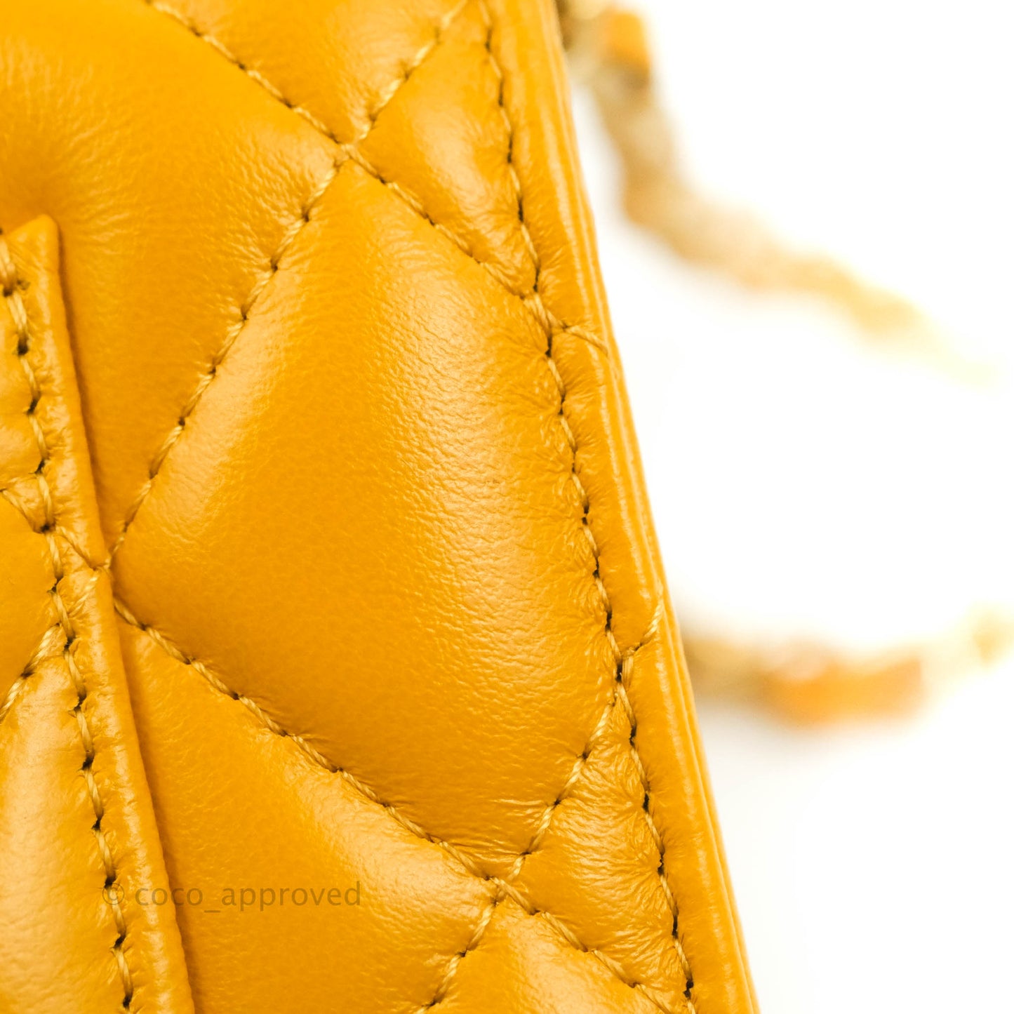 Chanel Quilted Classic Chain Around WOC Yellow Lambskin Aged Gold Hardware