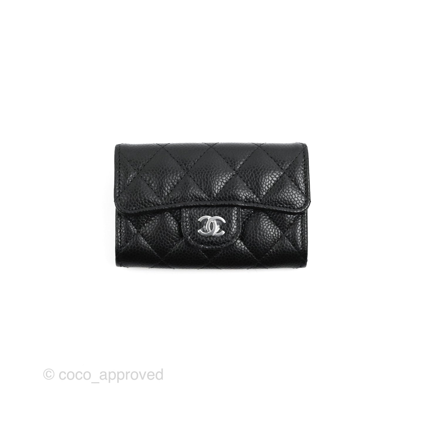 Chanel Classic Flap Card Holder Black Caviar Silver Hardware