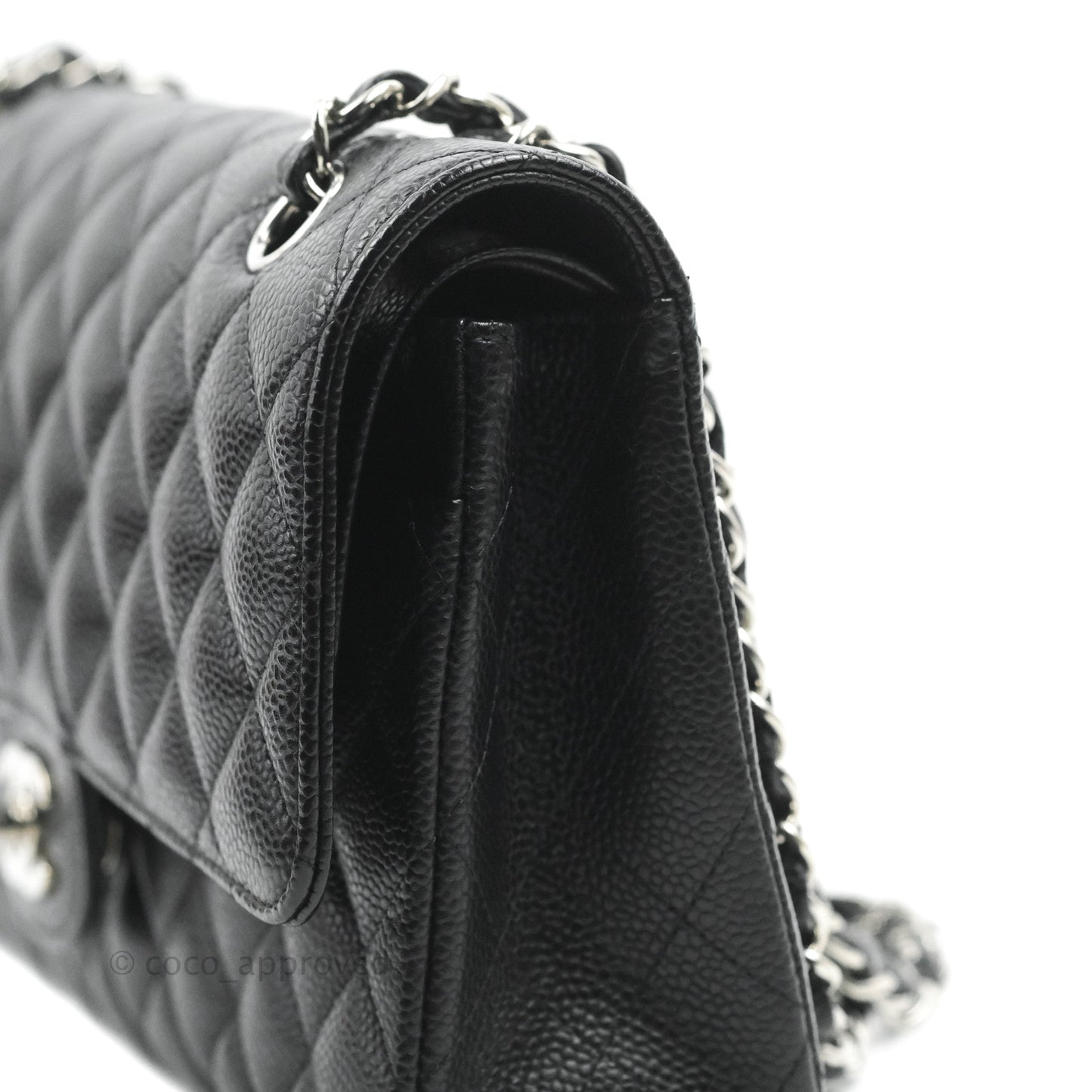 Chanel Classic M/L Medium Flap Quilted Black Caviar Silver Hardware