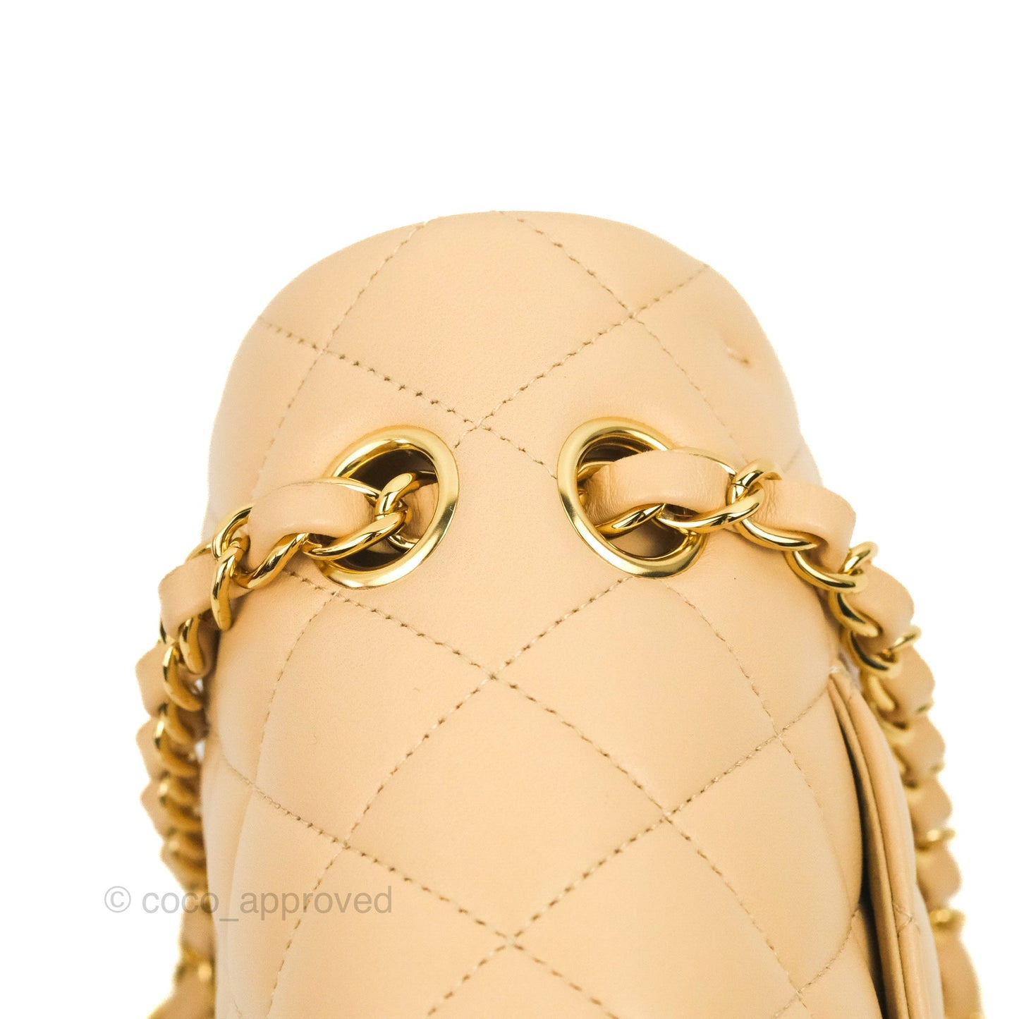 Chanel Classic M/L Medium Flap Quilted Beige Lambskin Gold Hardware