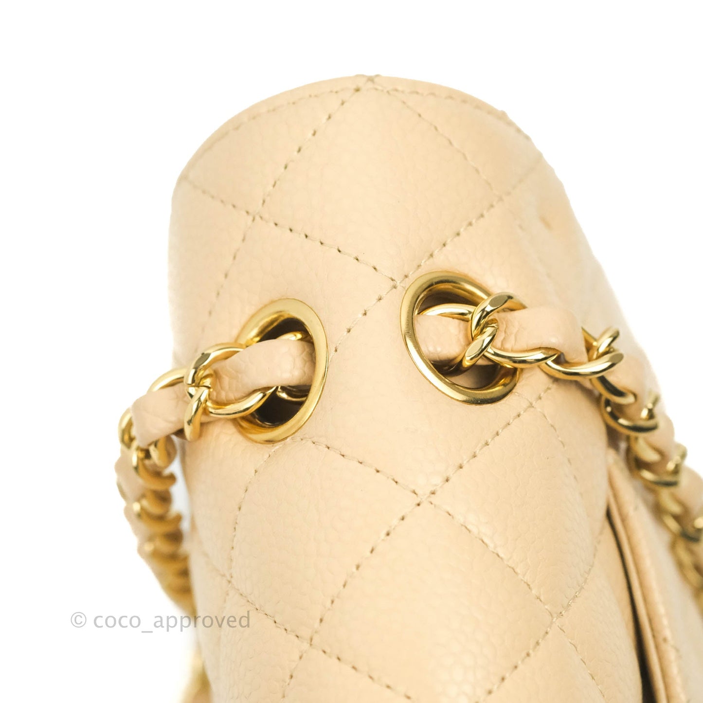 Chanel Classic M/L Medium Flap Quilted Beige Caviar Gold Hardware