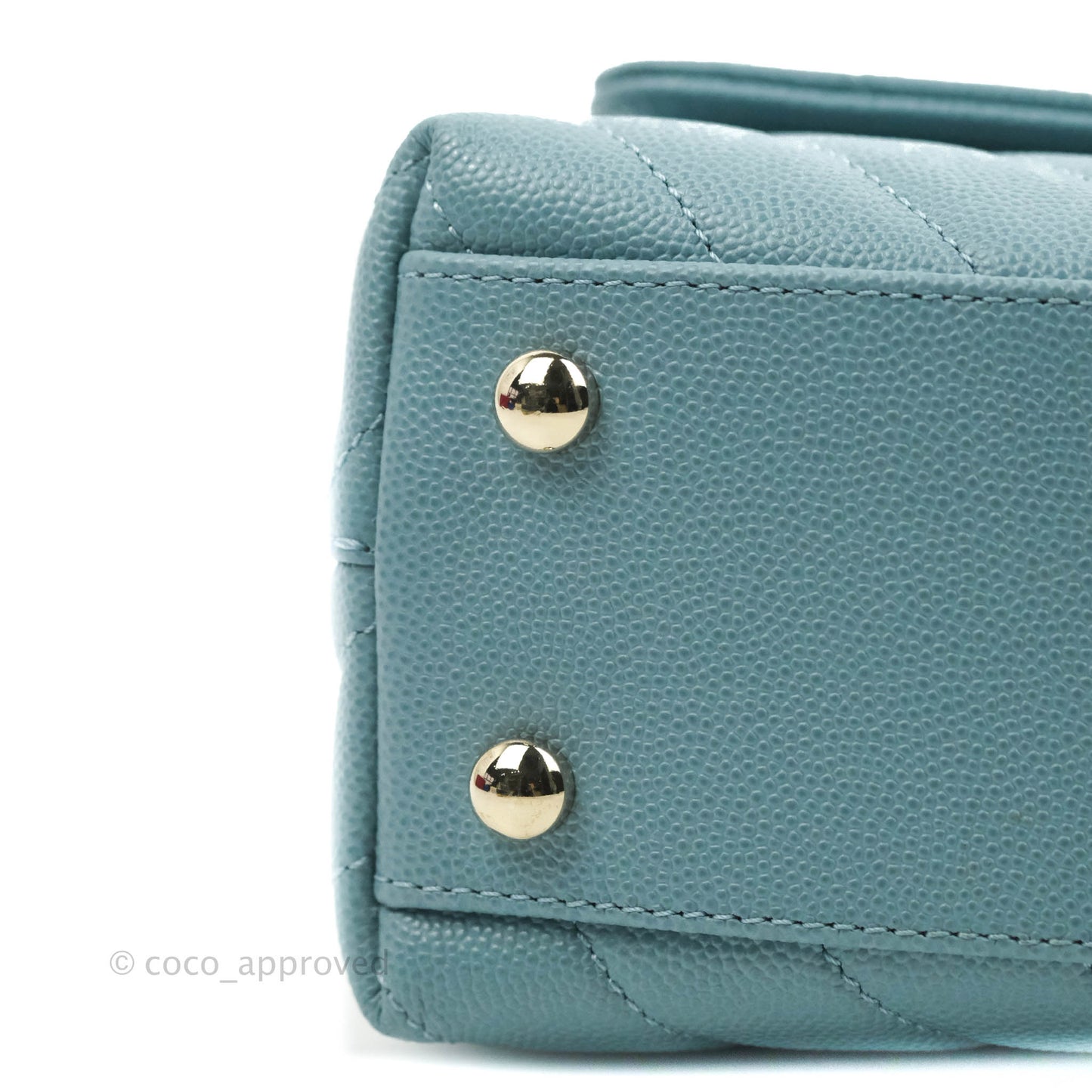 Chanel Small Coco Handle Chevron Blue Caviar Gold Hardware