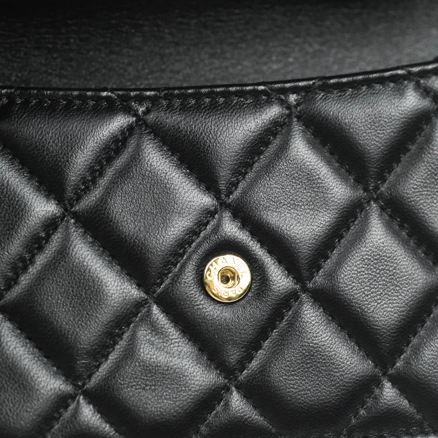 Chanel Flap Coin Purse With Chain Black Lambskin Aged Gold Hardware