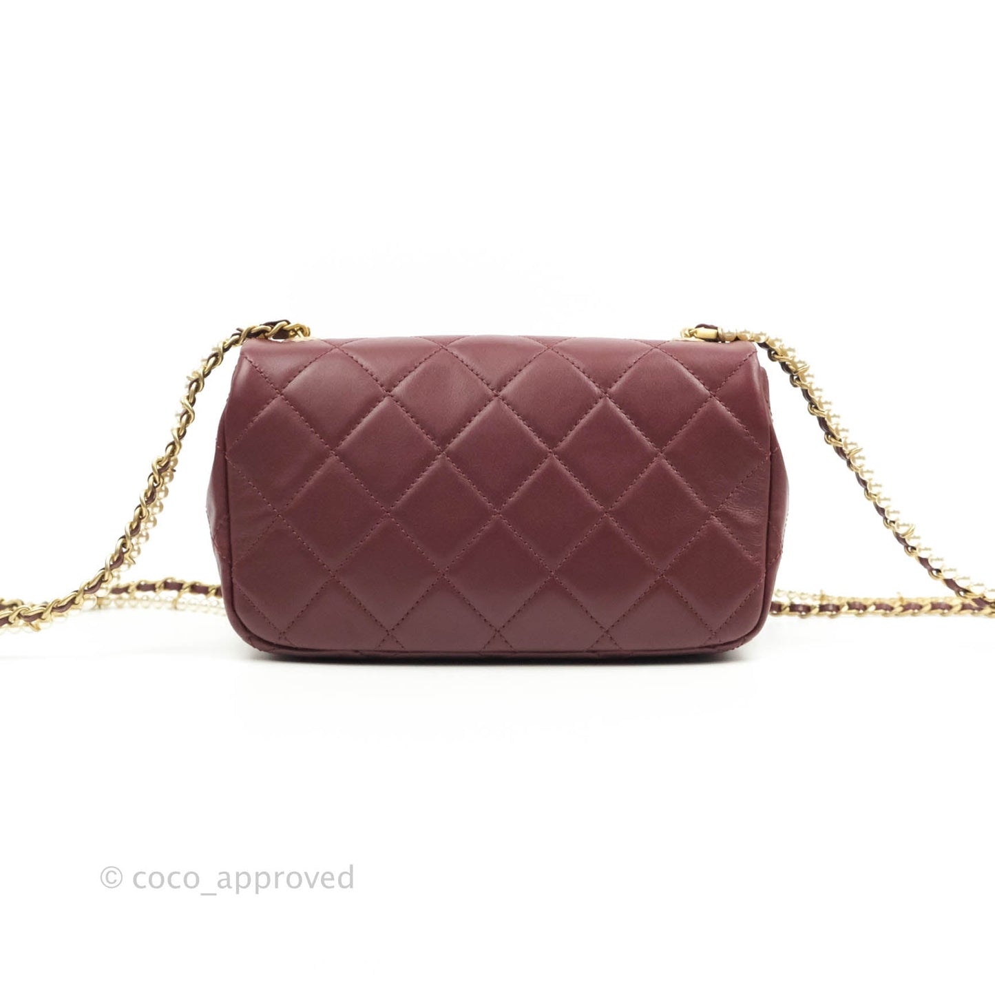 Chanel Quilted Small Crystal Pearls Flap Burgundy Calfskin Gold Hardware 20K