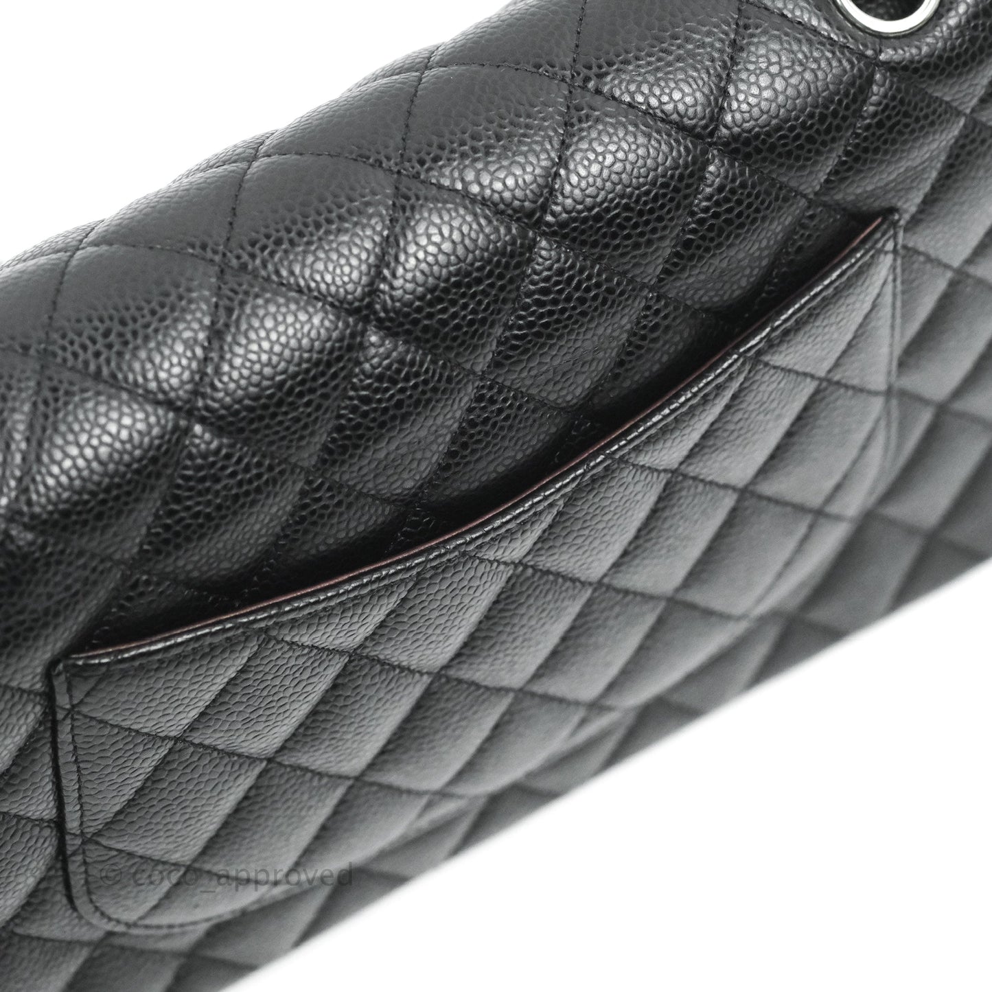 Chanel Classic M/L Medium Flap Quilted Black Caviar Silver Hardware