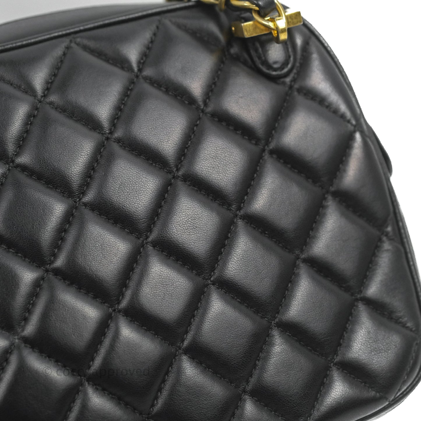 Chanel Quilted Camera Case Bag Black Lambskin Aged Gold Hardware