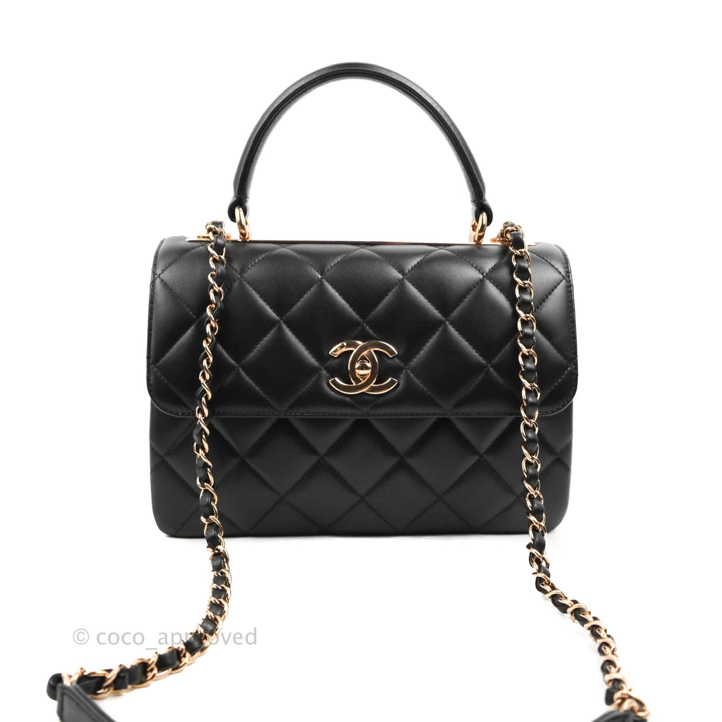 Chanel Small Trendy CC Black Lambskin Rose Gold Hardware 22C