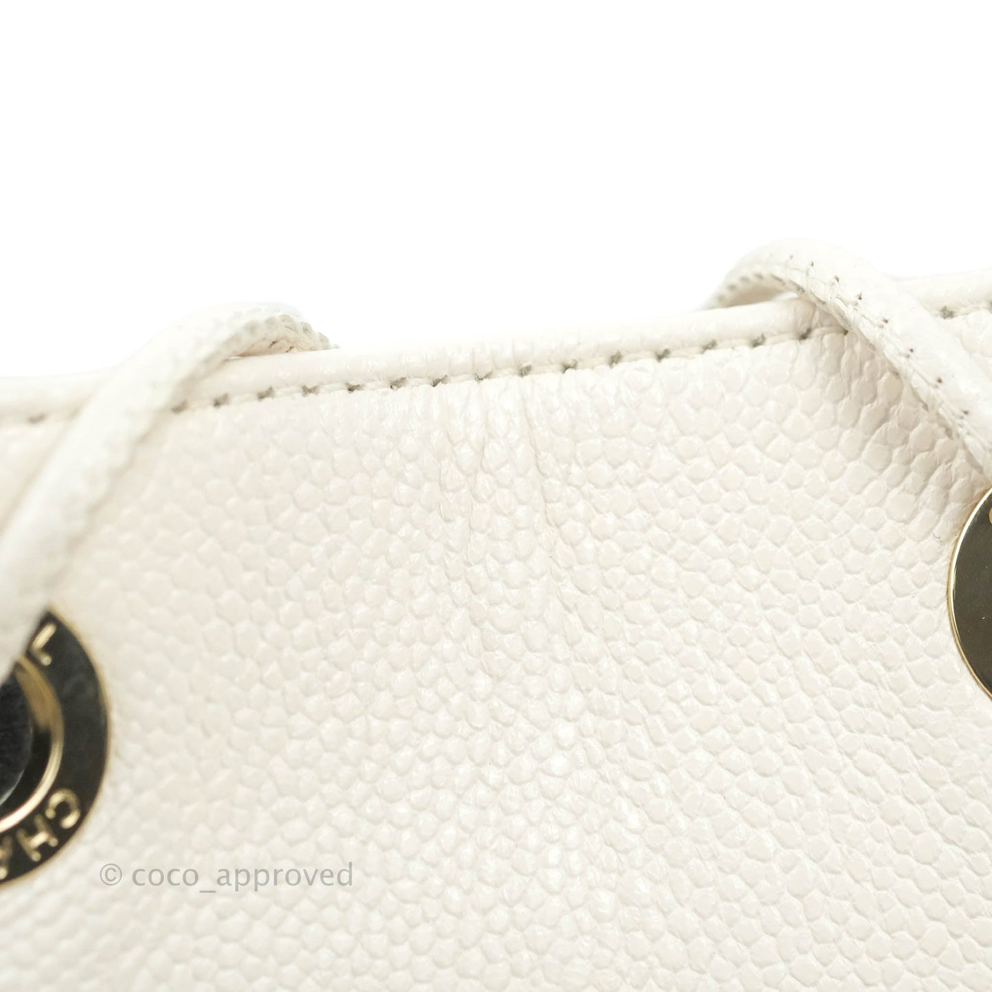 Chanel Business Affinity Drawstring Bucket Bag White Caviar Gold Hardware