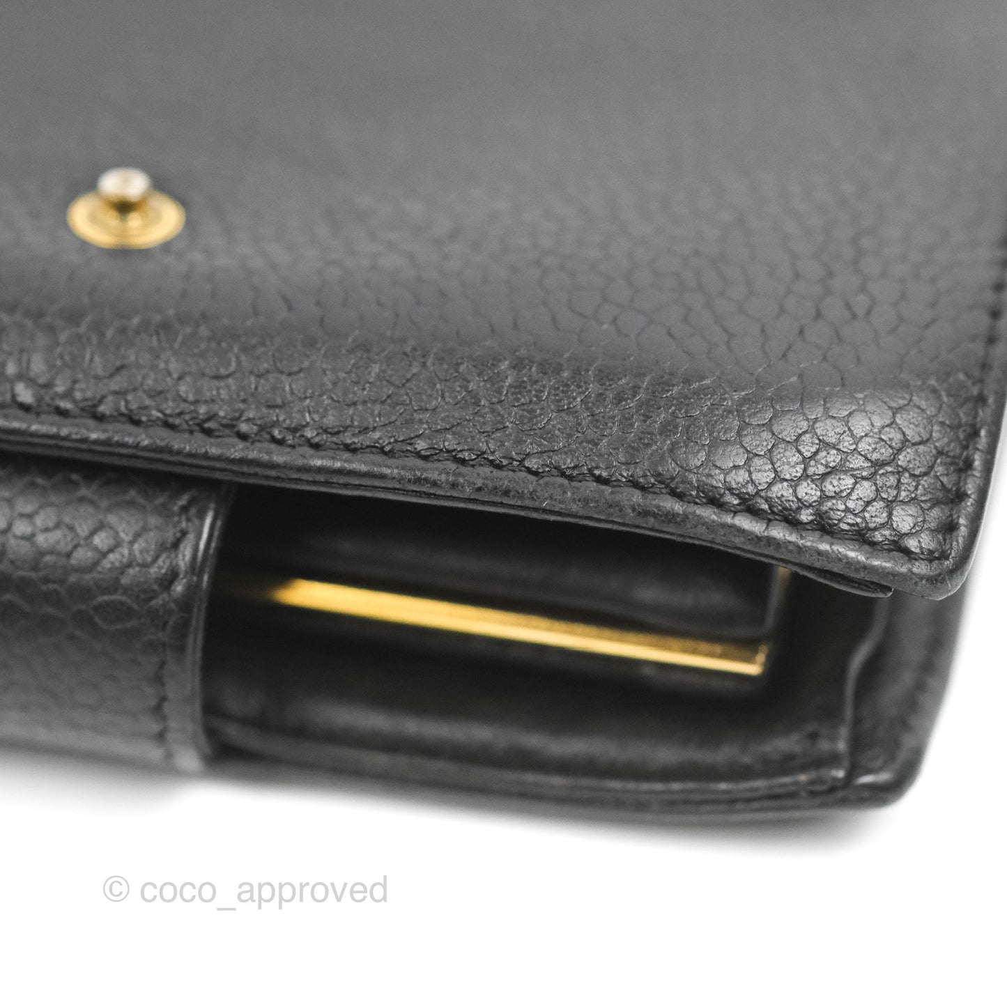 Chanel Vintage CC Wallet Black Caviar Gold Hardware