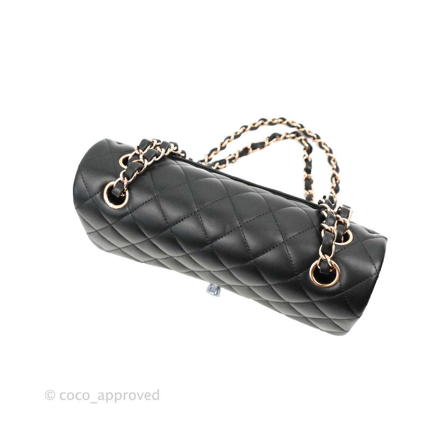 Chanel Classic Small S/M Flap Black Lambskin Rose Pink-Gold Hardware