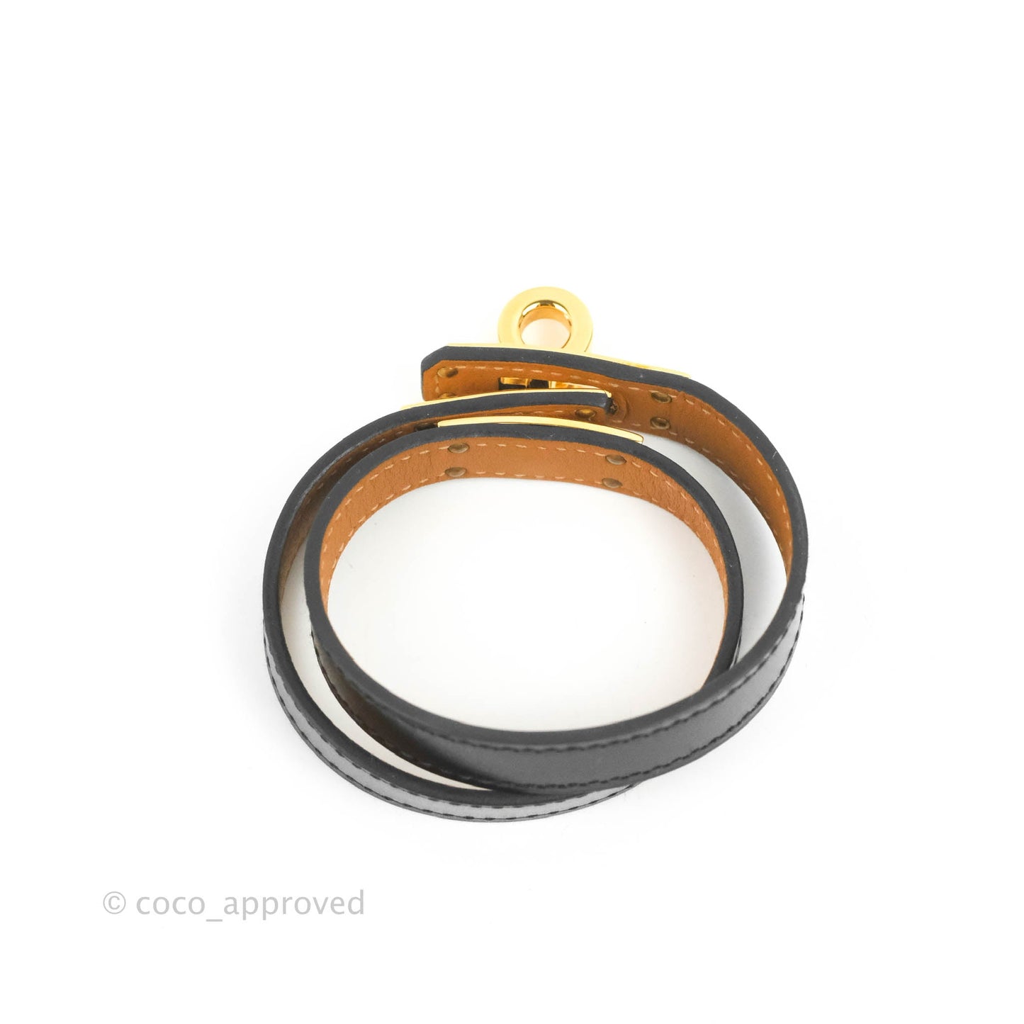 Hermès Kelly Double Tour Swift Bracelet in Black Gold Hardware