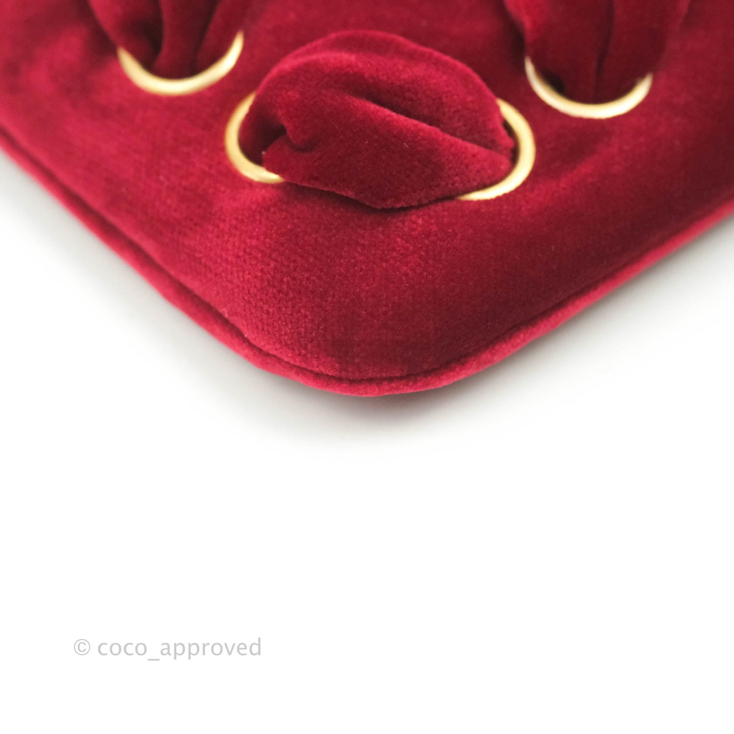 Chanel Red Velvet Pouch Gold Hardware