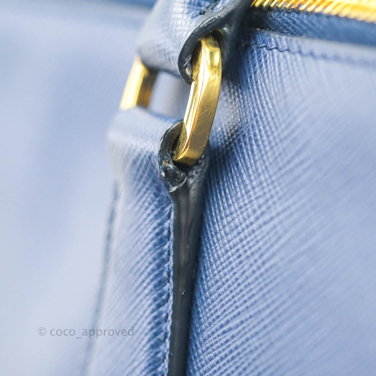 Prada Double Zip Lux Saffiano Dark Blue Large Tote Bag