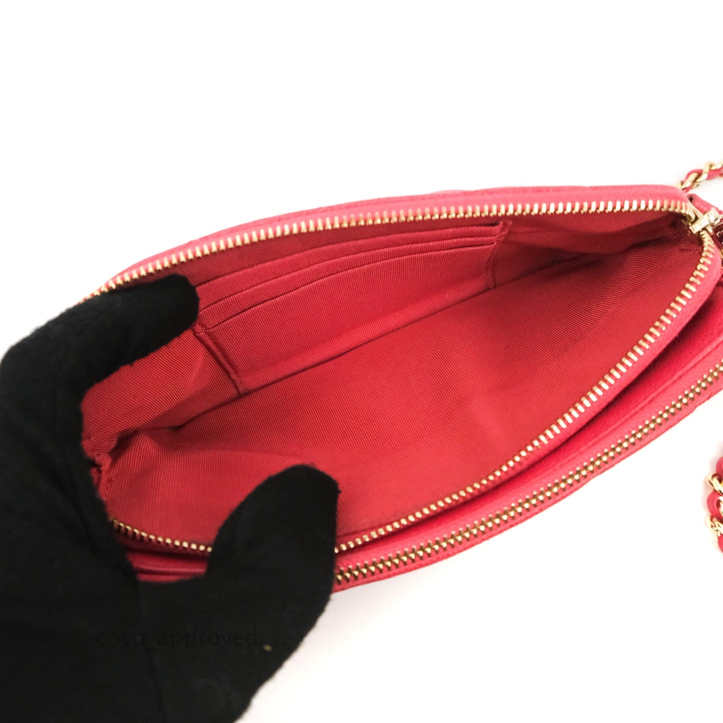 Chanel Quilted Clutch With Chain Pink Caviar Gold Hardware