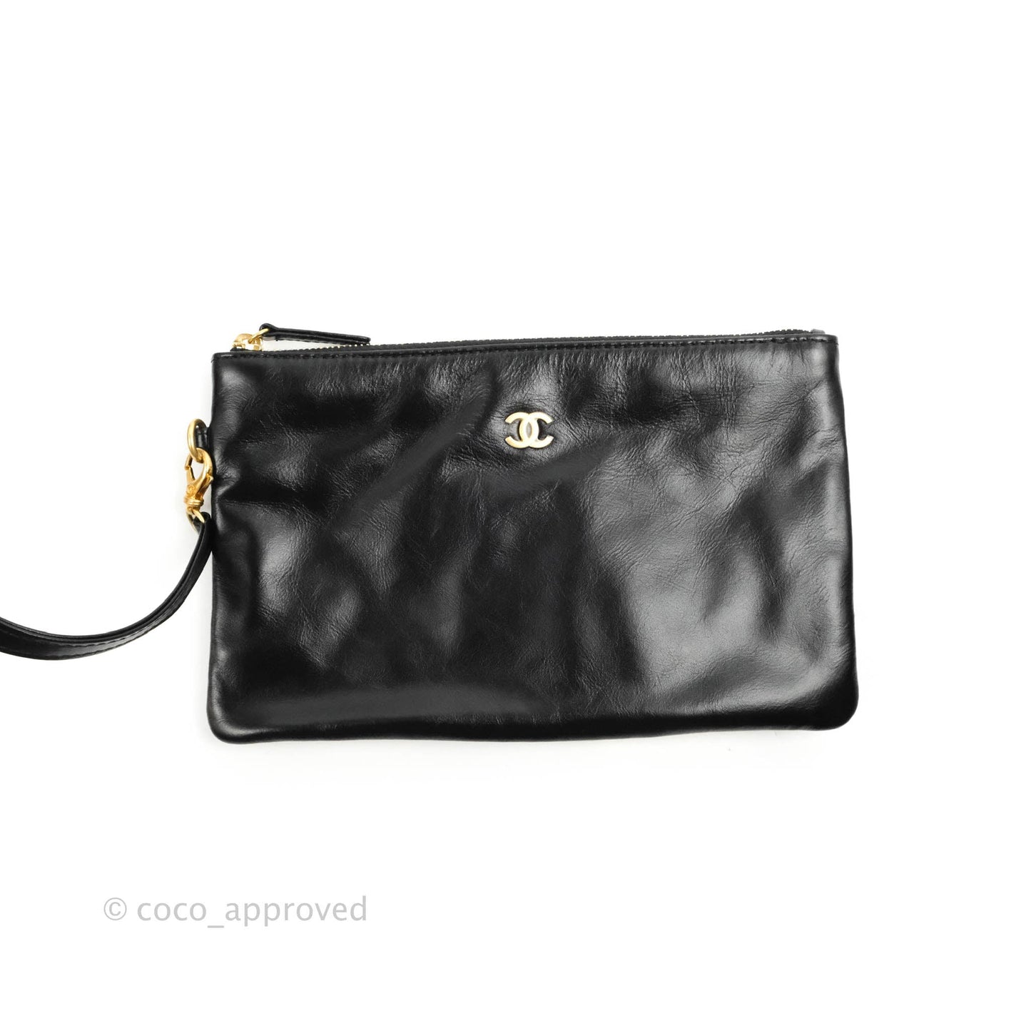 Chanel 22 Small Black Shiny Calfskin Aged Gold Hardware