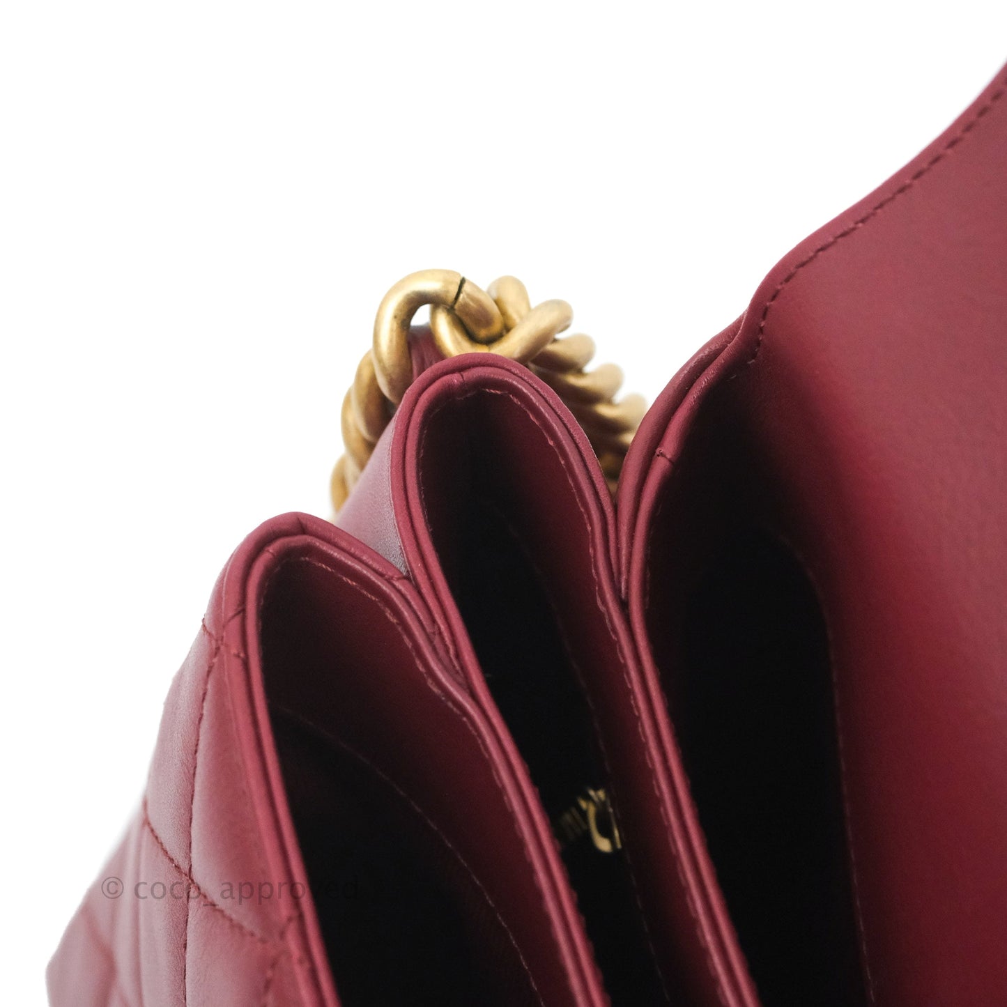 Chanel Flap Bag Dark Red Calfskin Aged Gold Hardware