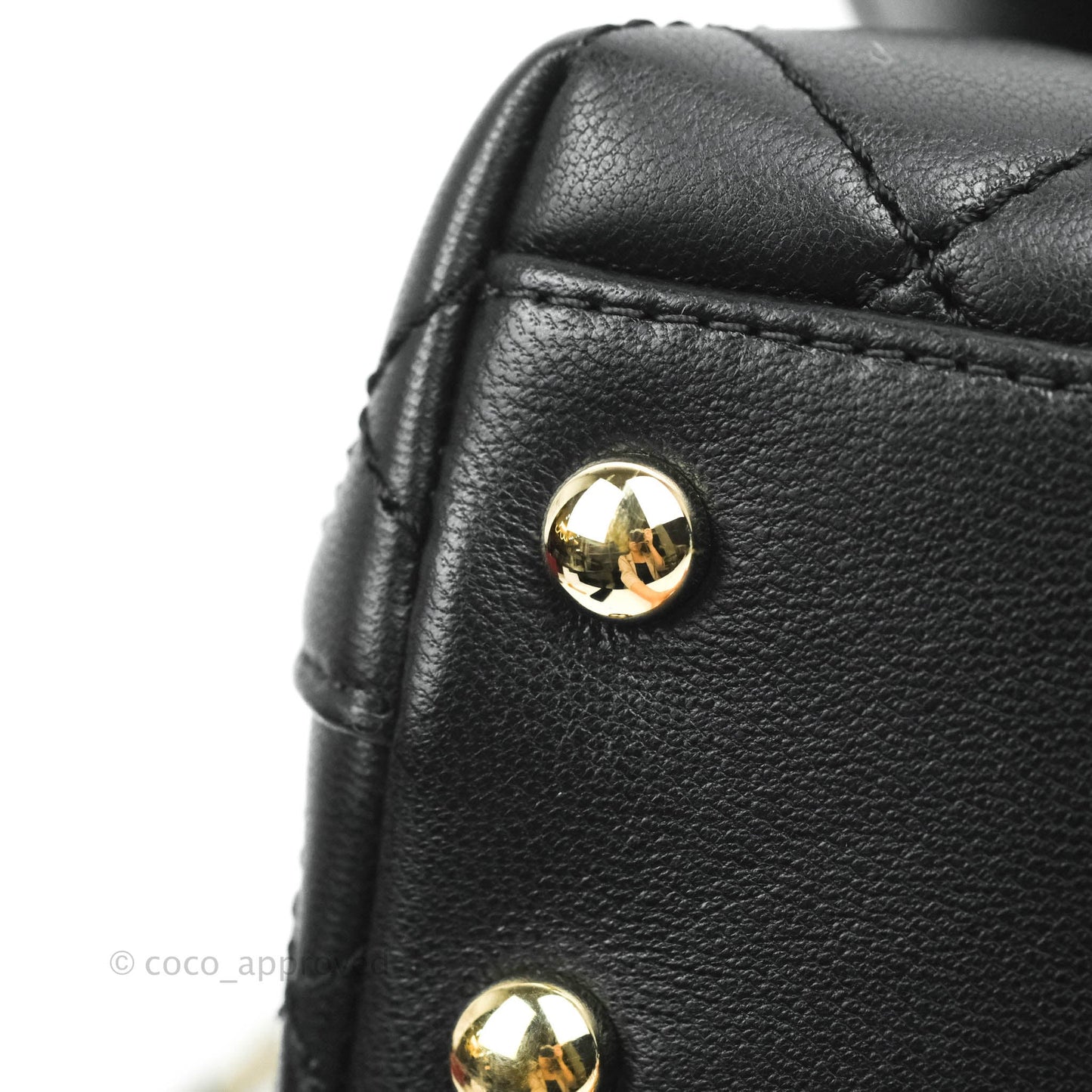 Chanel Quilted Mini Rainbow Coco Handle Bag Lambskin Black Gold Hardware