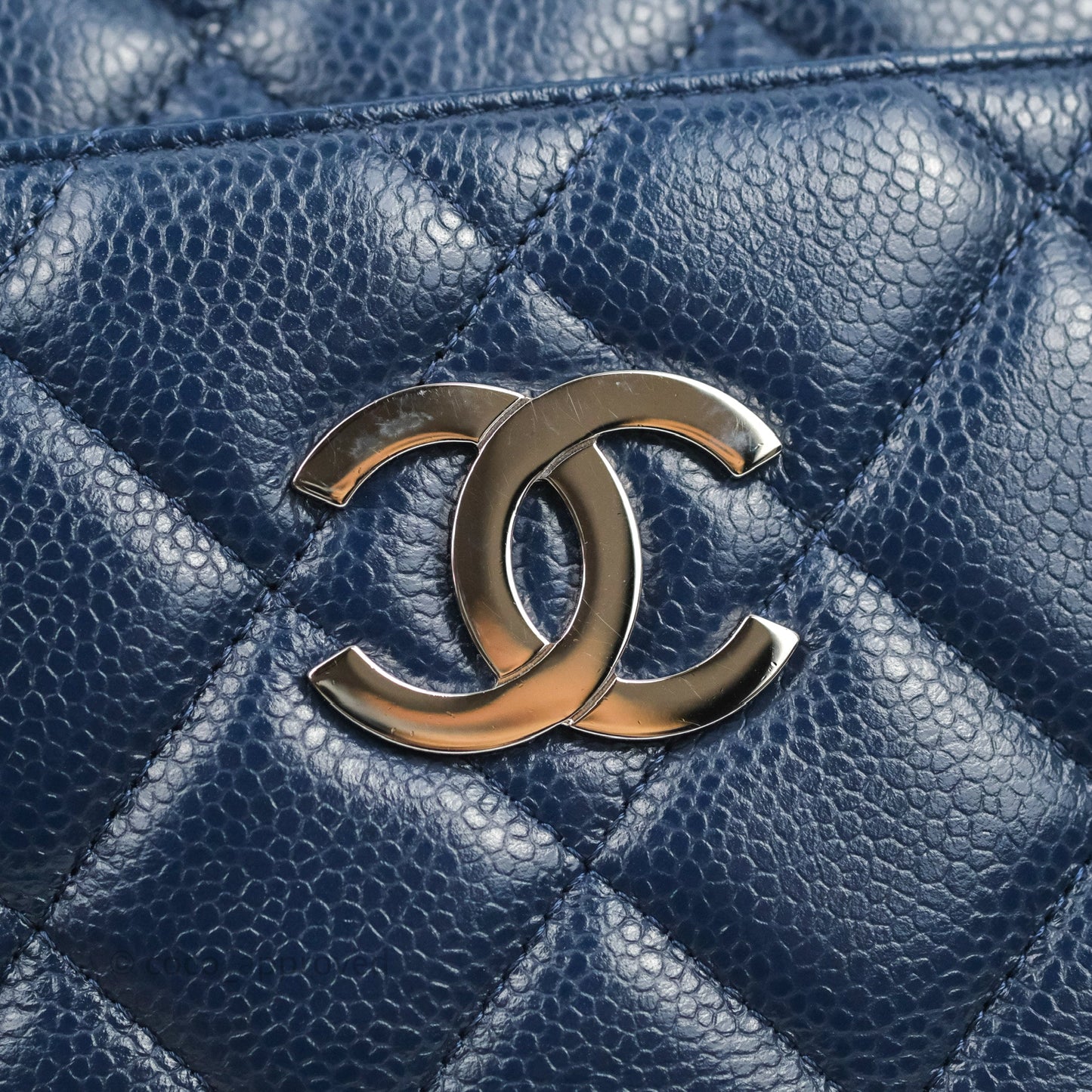 Chanel Quilted Large Classic Camera Bag Navy Caviar Silver Hardware