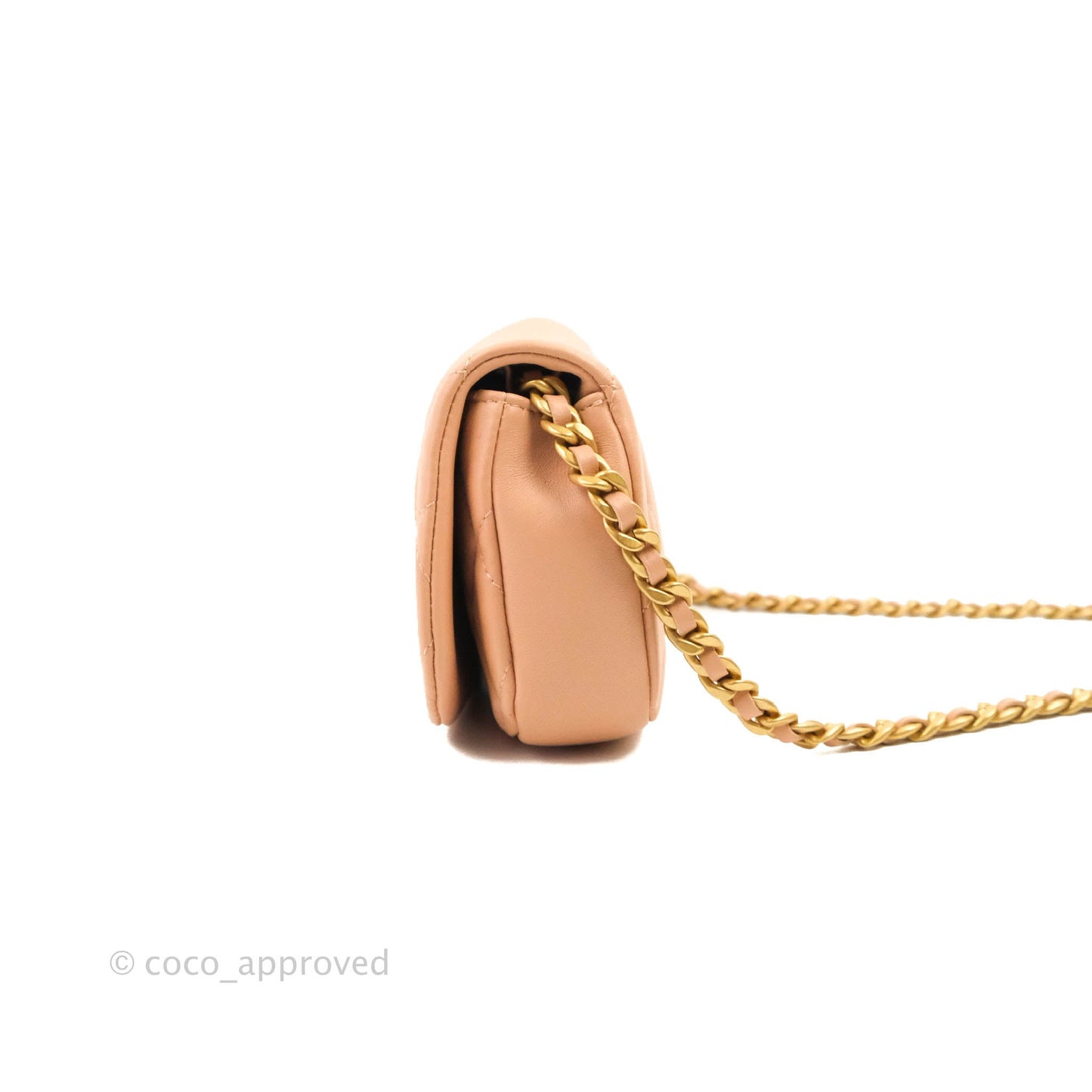 Chanel Clutch with Chain Beige Pink Calfskin Aged Gold Hardware