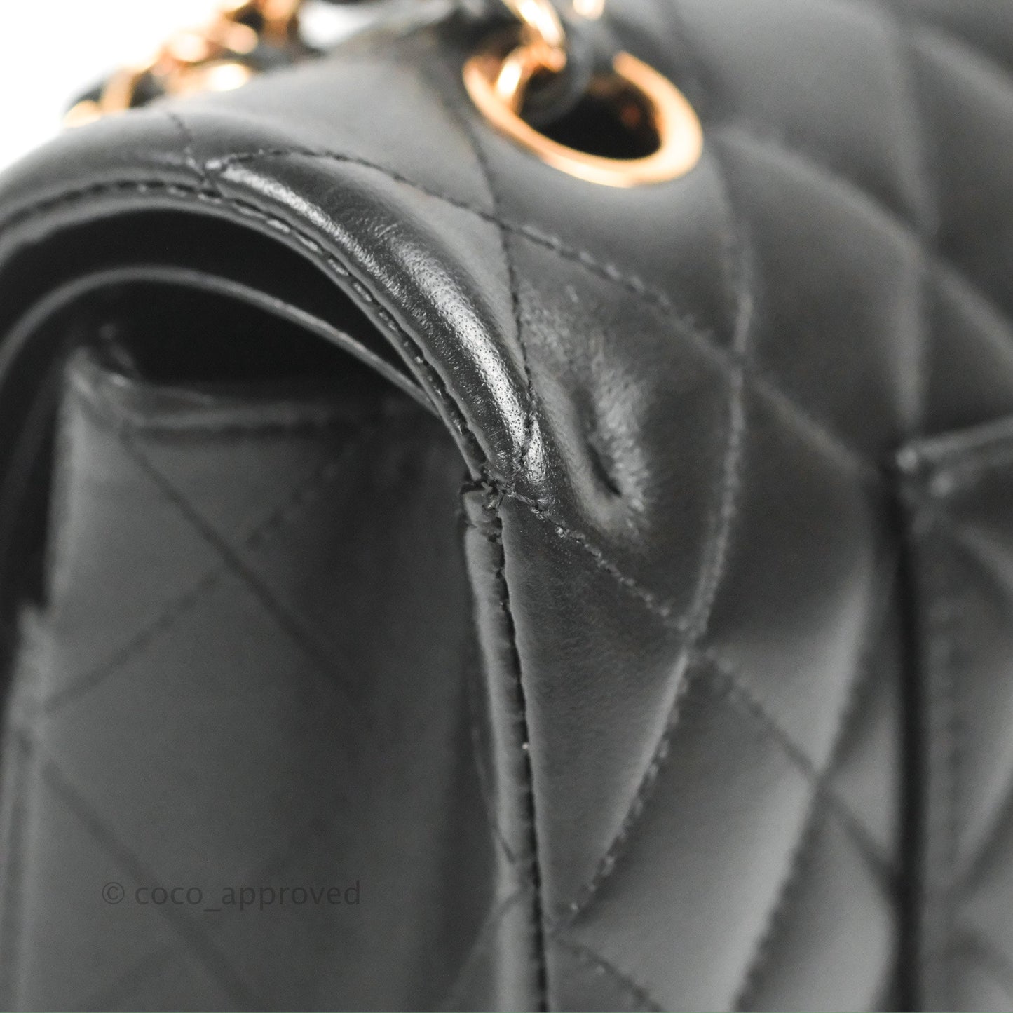 Chanel Classic M/L Medium Flap Black Lambskin Rose Pink-Gold Hardware