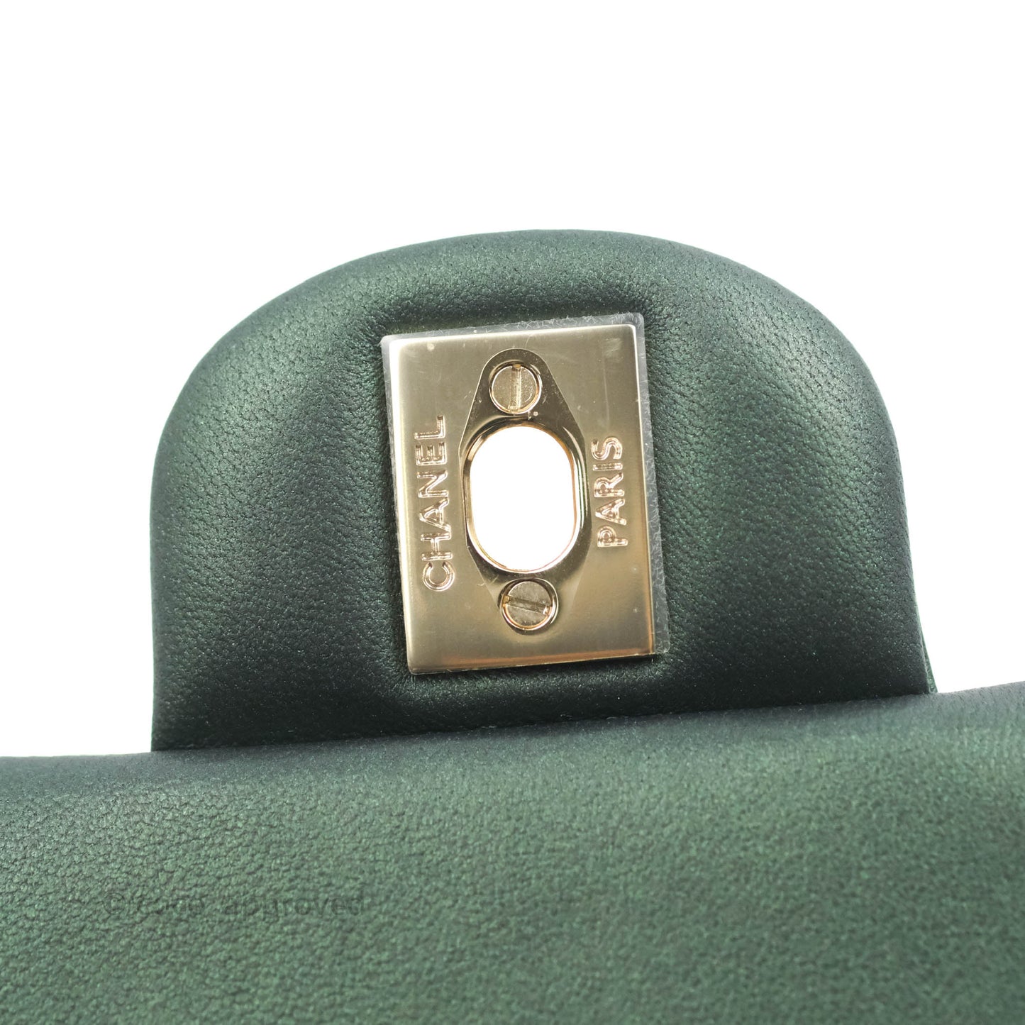 Chanel Top Handle Mini Rectangular Flap Bag Iridescent Green Lambskin Gold Hardware 22A