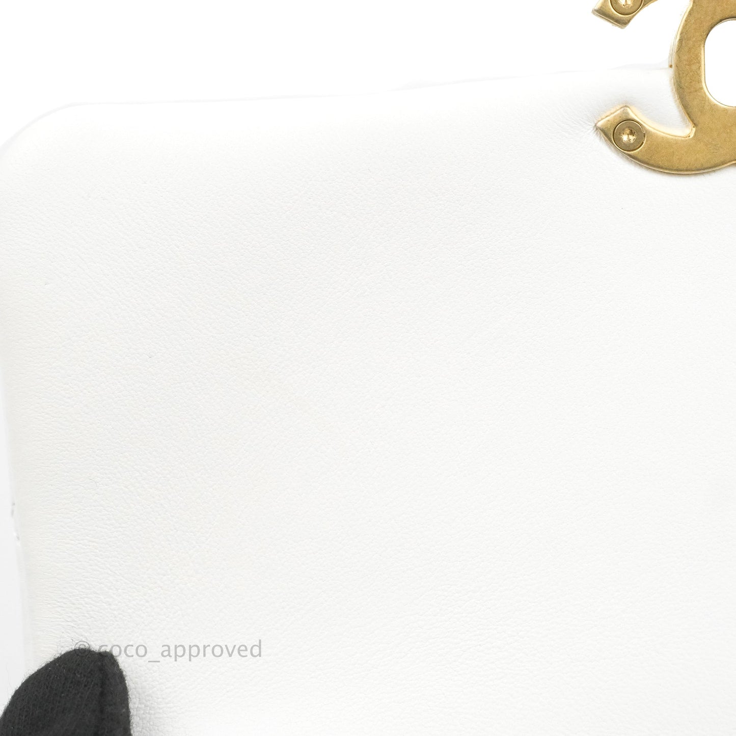 Chanel Small Flap Bag White Lambskin Aged Gold and Lacquered Metal 22S