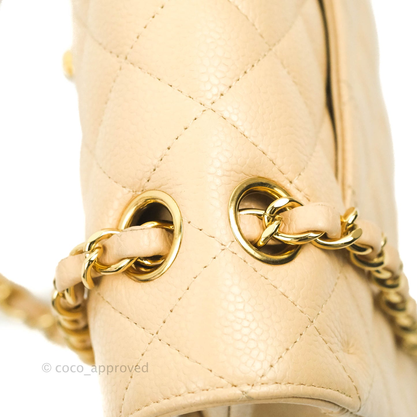 Chanel Classic M/L Medium Flap Quilted Beige Caviar Gold Hardware