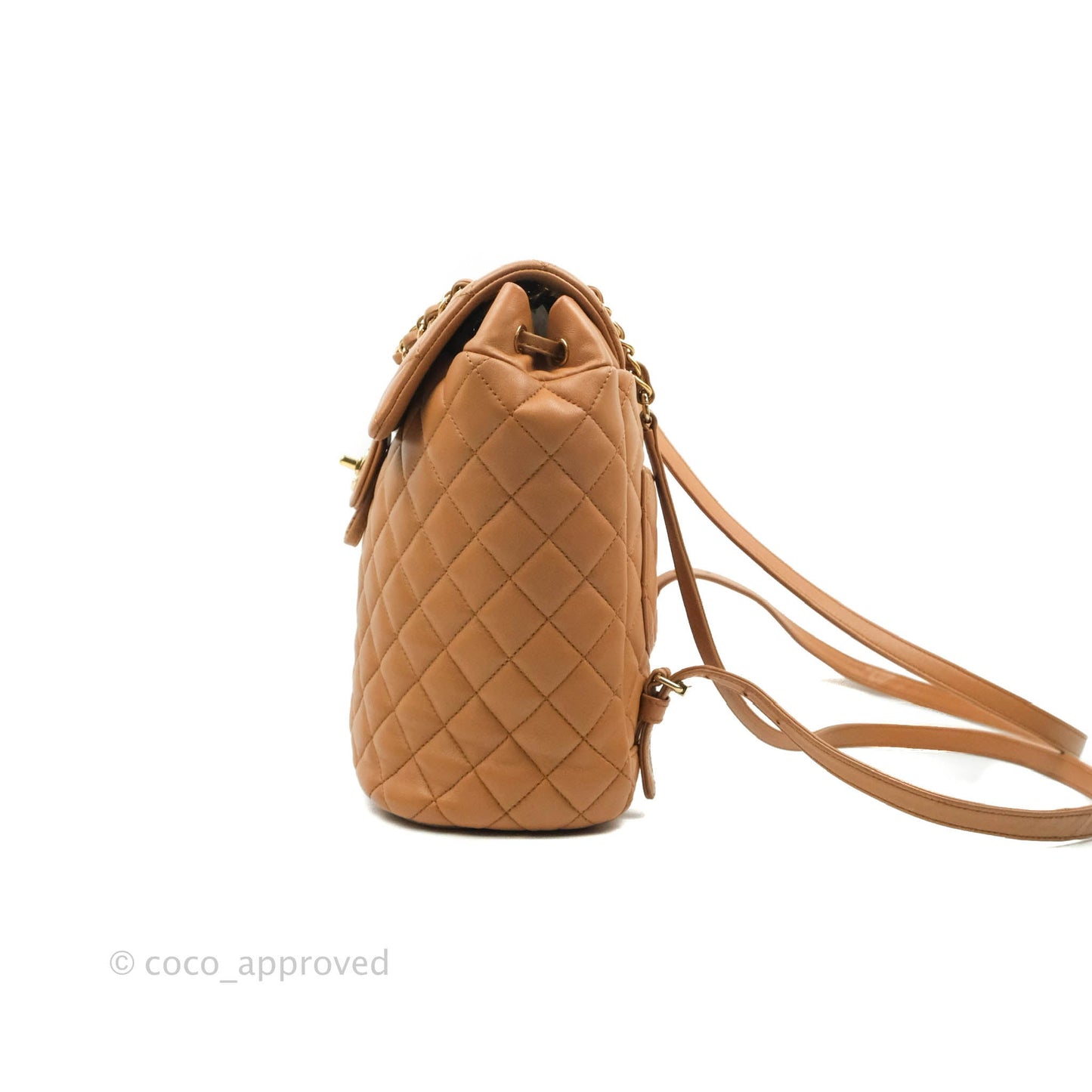 Chanel Quilted Small Urban Spirit Backpack Caramel Dark Beige Calfskin Gold Hardware