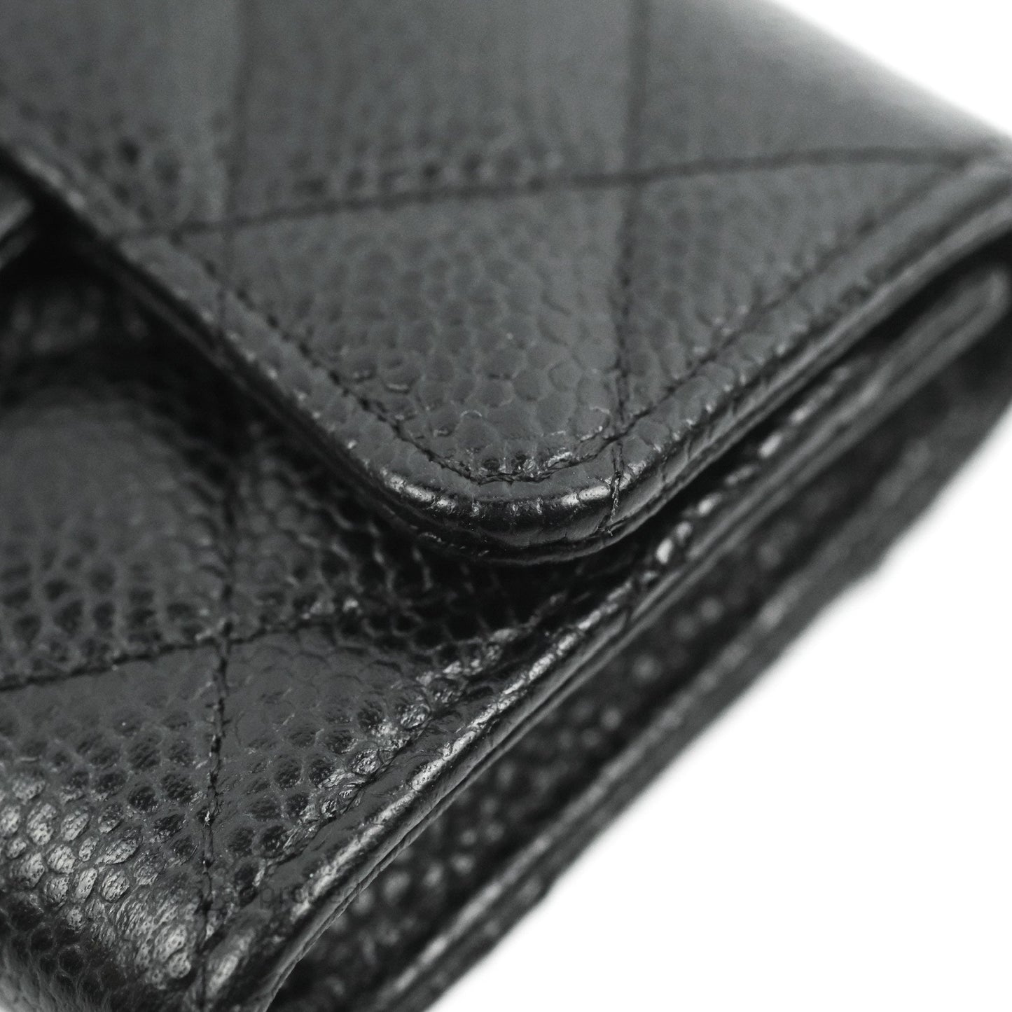 Chanel Quilted Flap Card Holder Black Caviar Gold Hardware