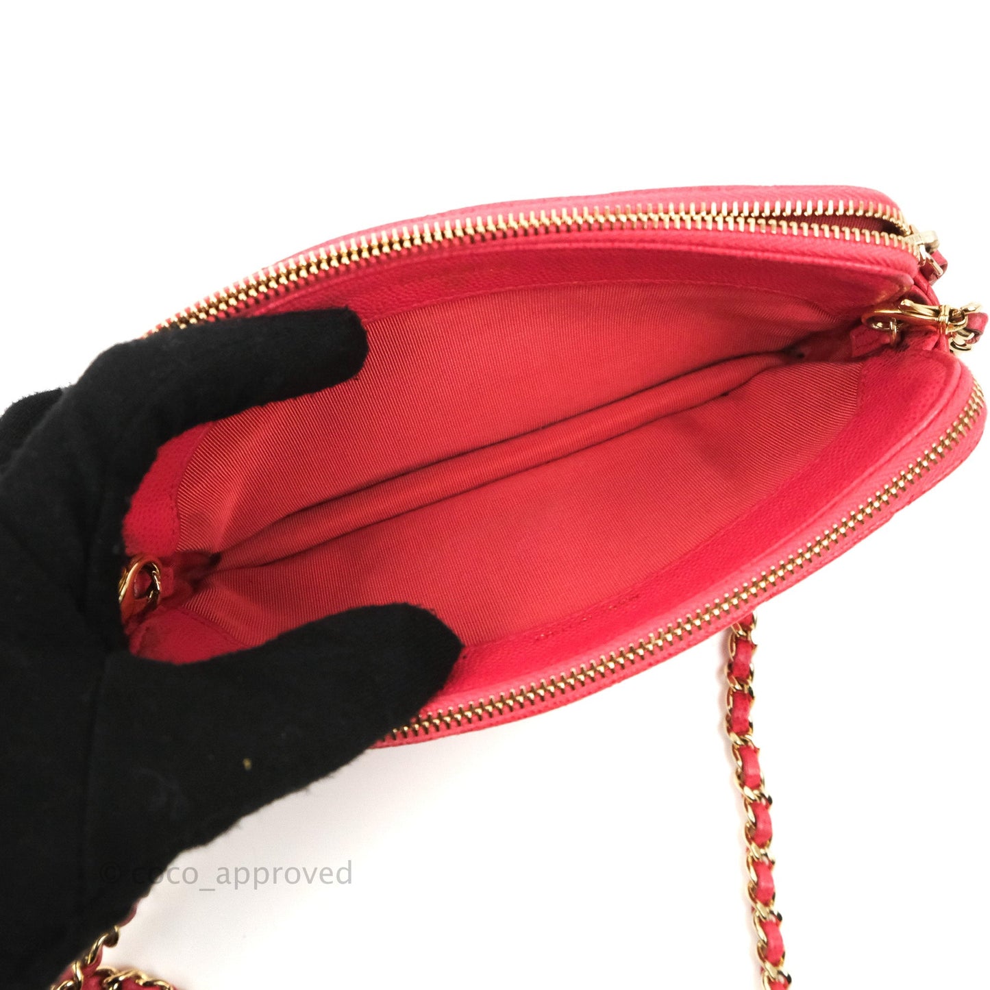 Chanel Quilted Clutch With Chain Pink Caviar Gold Hardware