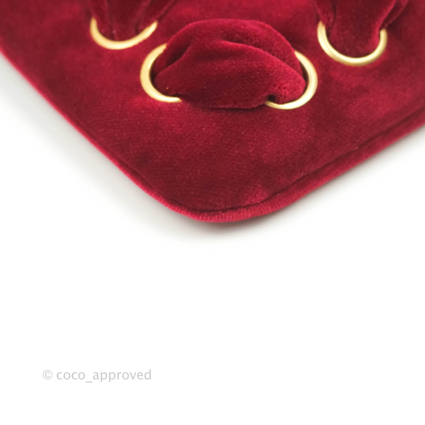 Chanel Red Velvet Pouch Gold Hardware