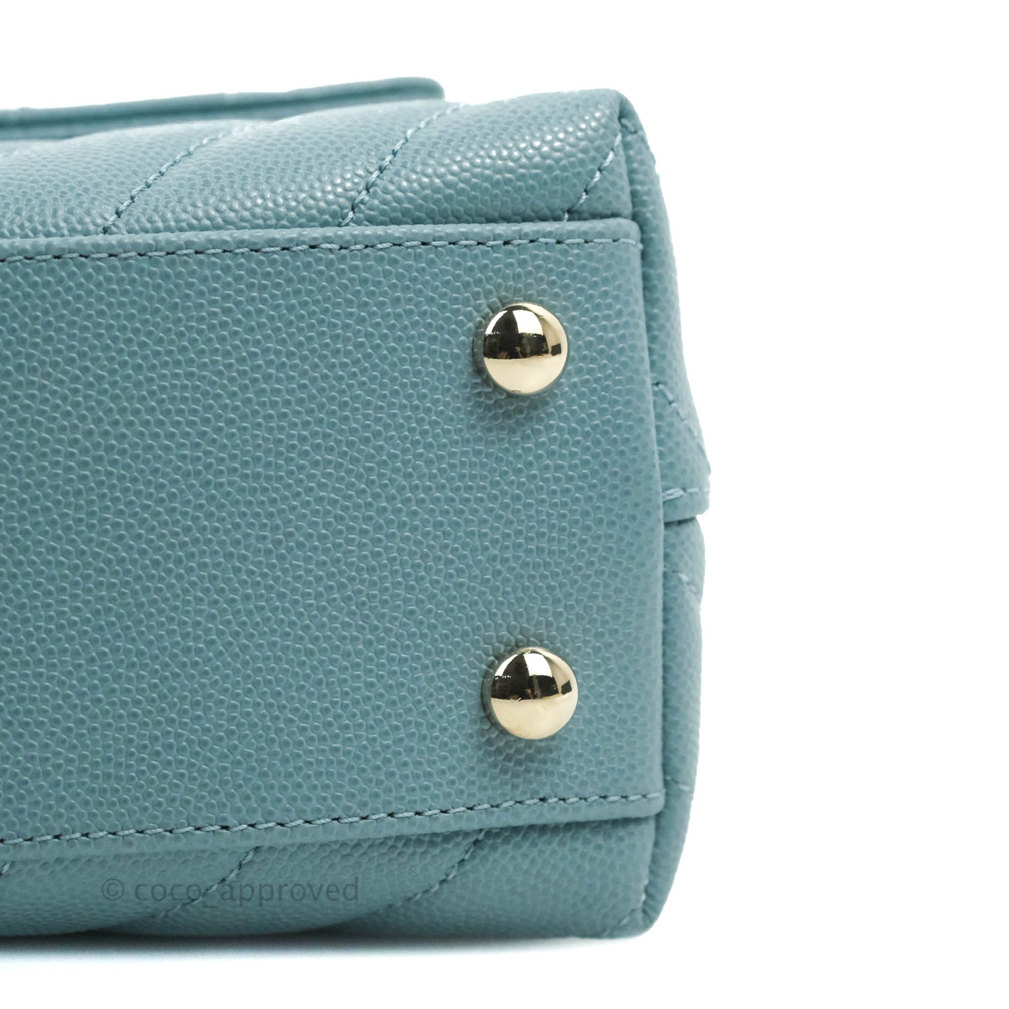 Chanel Small Coco Handle Chevron Blue Caviar Gold Hardware