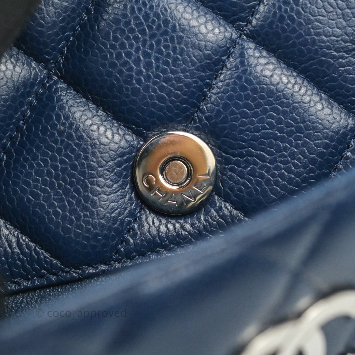 Chanel Quilted Large Classic Camera Bag Navy Caviar Silver Hardware