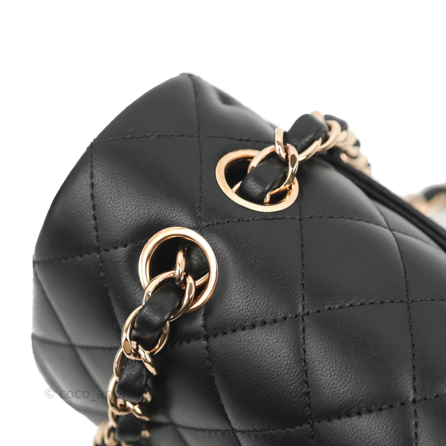 Chanel Classic Small S/M Flap Black Lambskin Rose Pink-Gold Hardware