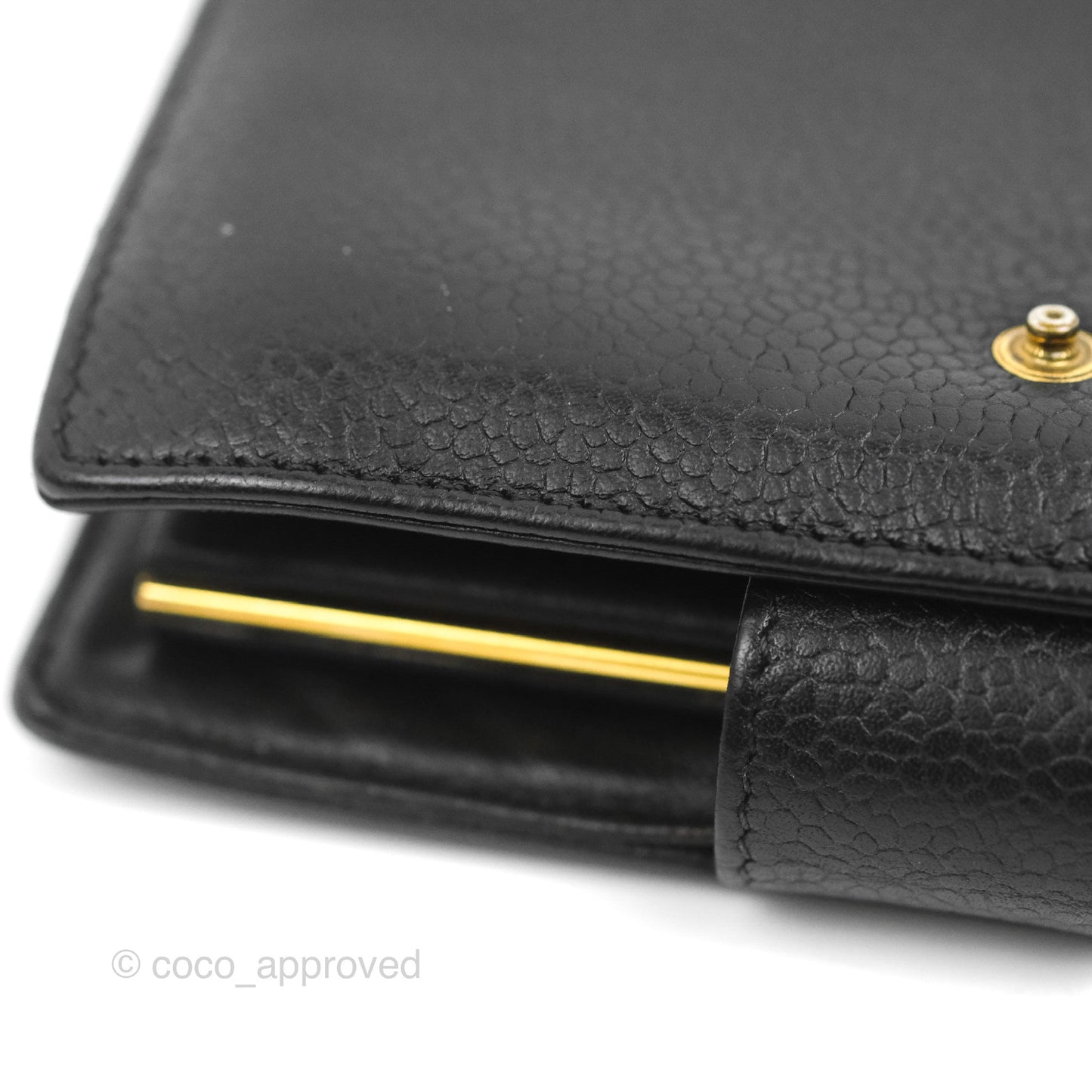 Chanel Vintage CC Wallet Black Caviar Gold Hardware
