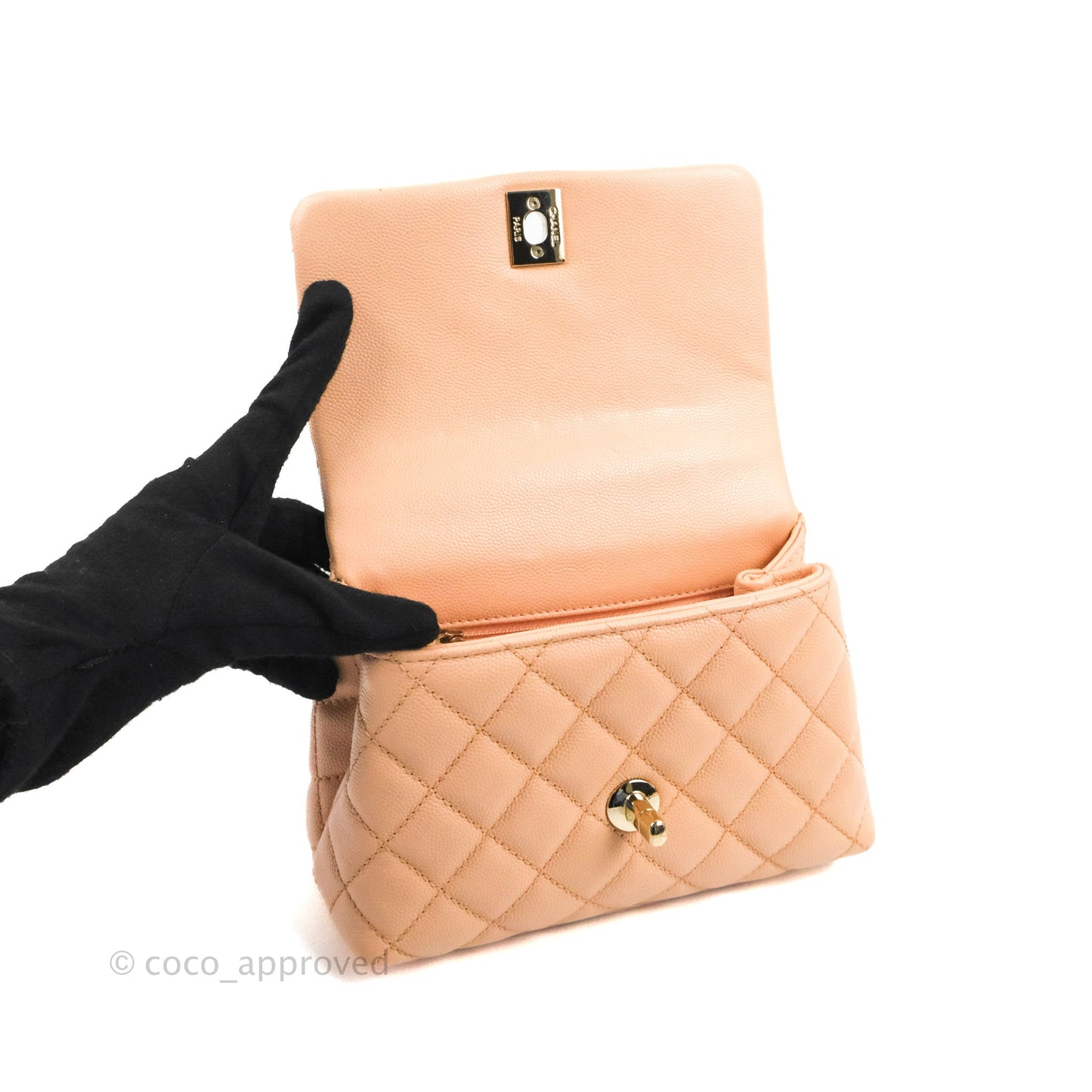 Chanel Mini Coco Handle Quilted Light Pink Caviar Gold Hardware