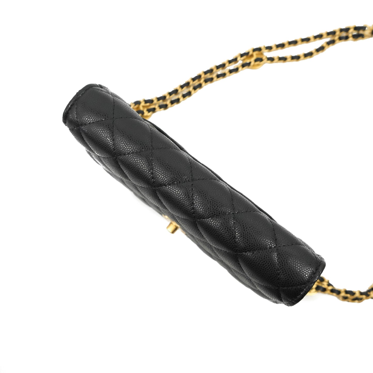 Chanel Quilted Gold CC Coin Wallet on Chain WOC Black Caviar Gold Hardware