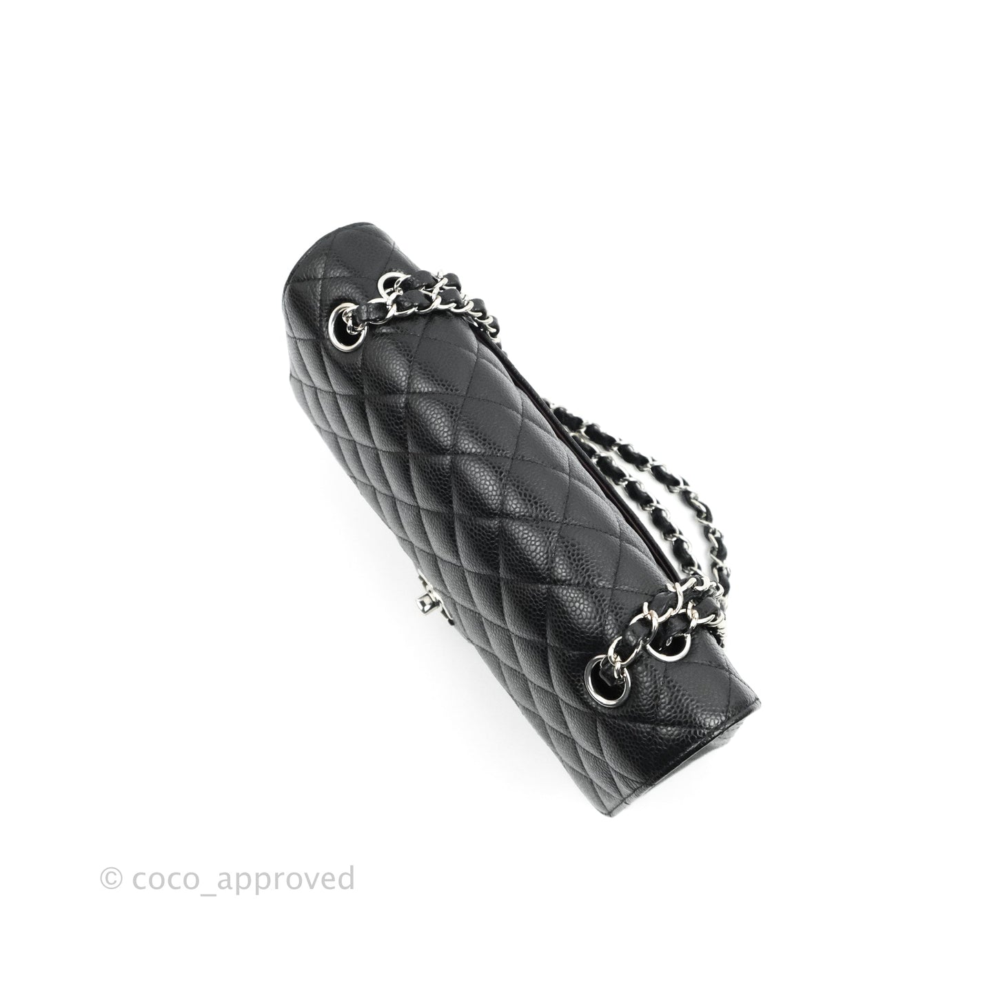 Chanel Classic M/L Medium Flap Quilted Black Caviar Silver Hardware