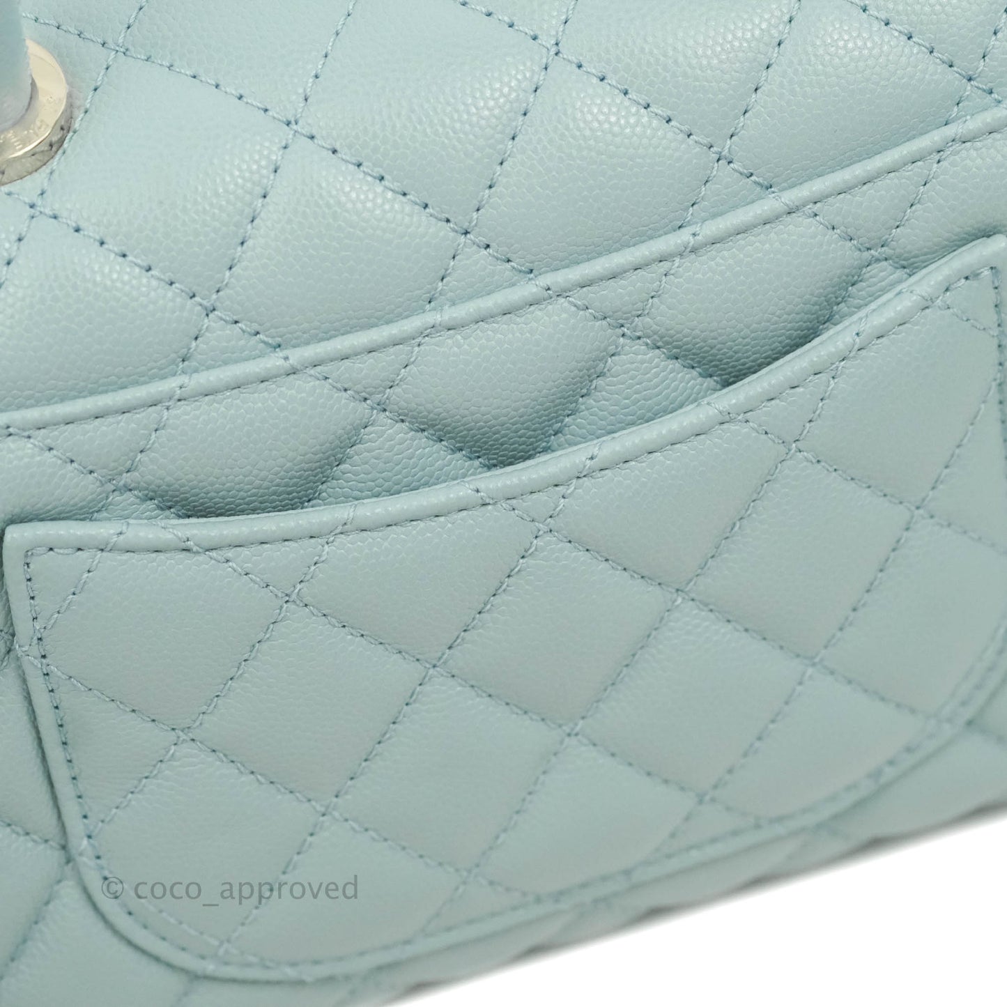 Chanel Small Coco Handle Quilted Light Blue Caviar Gold Hardware