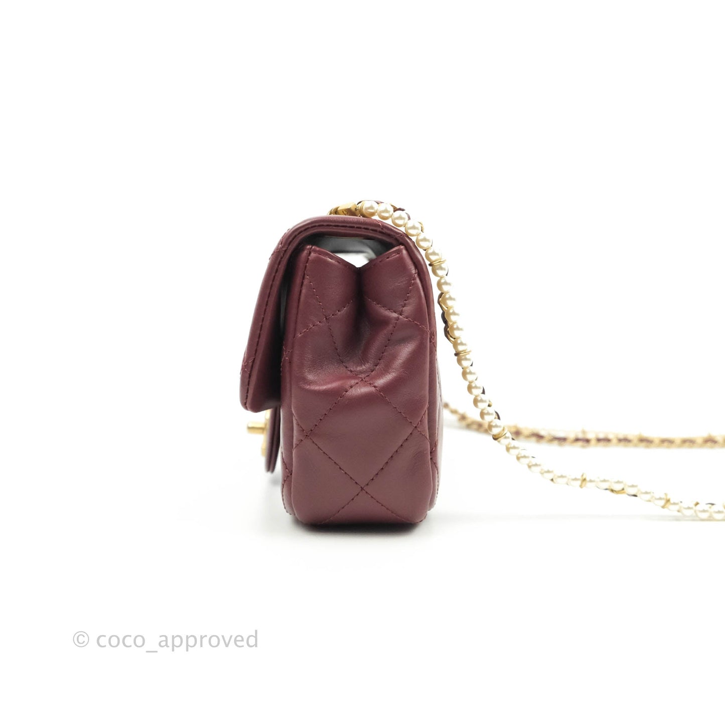 Chanel Quilted Small Crystal Pearls Flap Burgundy Calfskin Gold Hardware 20K