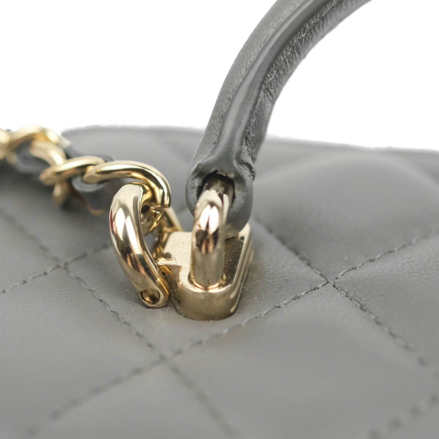 Chanel Vanity Rectangular Top Handle Grey Lambskin Gold Hardware