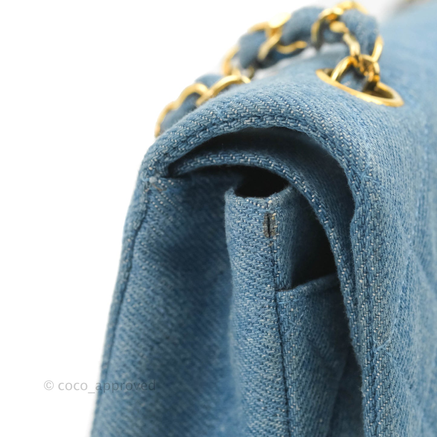 Chanel Vintage Classic Small S/M Flap Denim 24K Gold Hardware