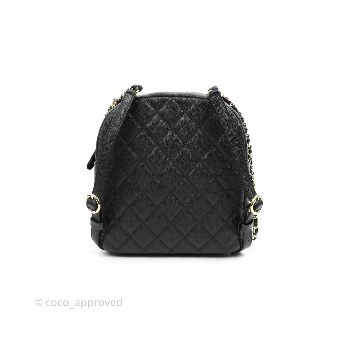 Chanel Quilted Small CC Day Backpack Black Caviar Gold Hardware