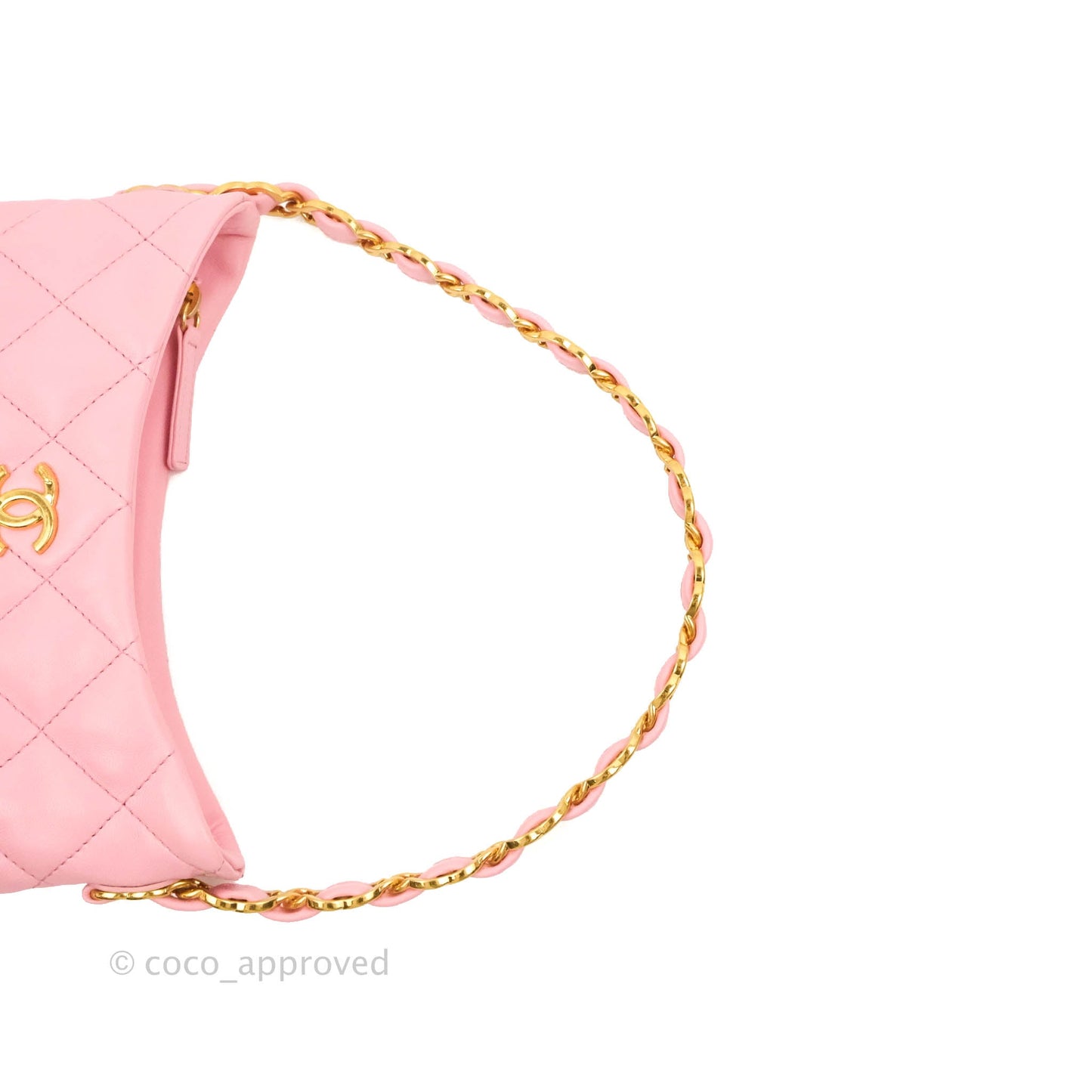 Chanel Quilted CC Chain Hobo Bag Pink Lambskin Aged Gold Hardware